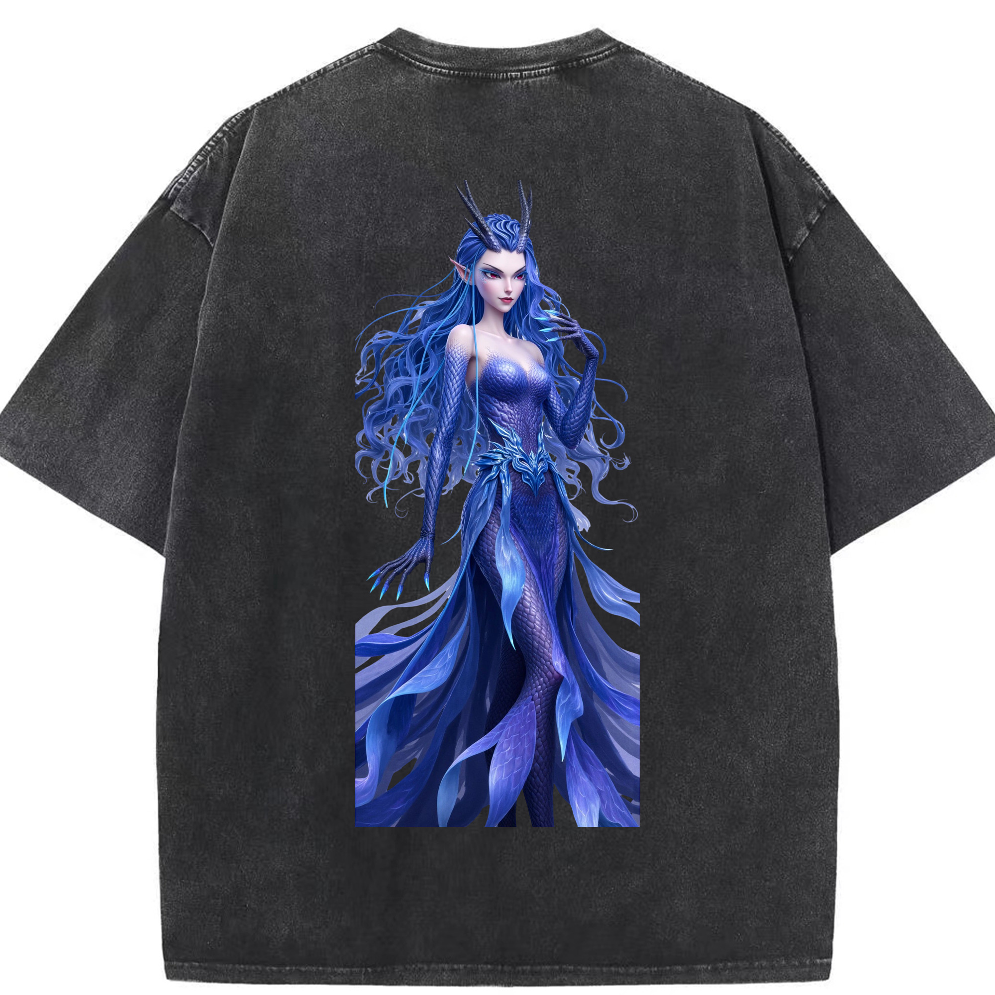 （画像用） Ne Zha 2 ナタ 魔童の大暴れ 綿100% ヴィンテージ風 半袖Tシャツ（背面プリント）