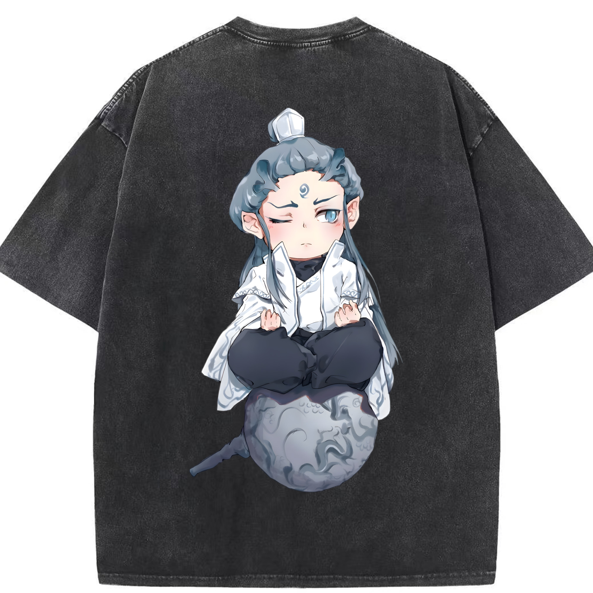 （画像用） Ne Zha 2 ナタ 魔童の大暴れ 綿100% ヴィンテージ風 半袖Tシャツ（背面プリント）