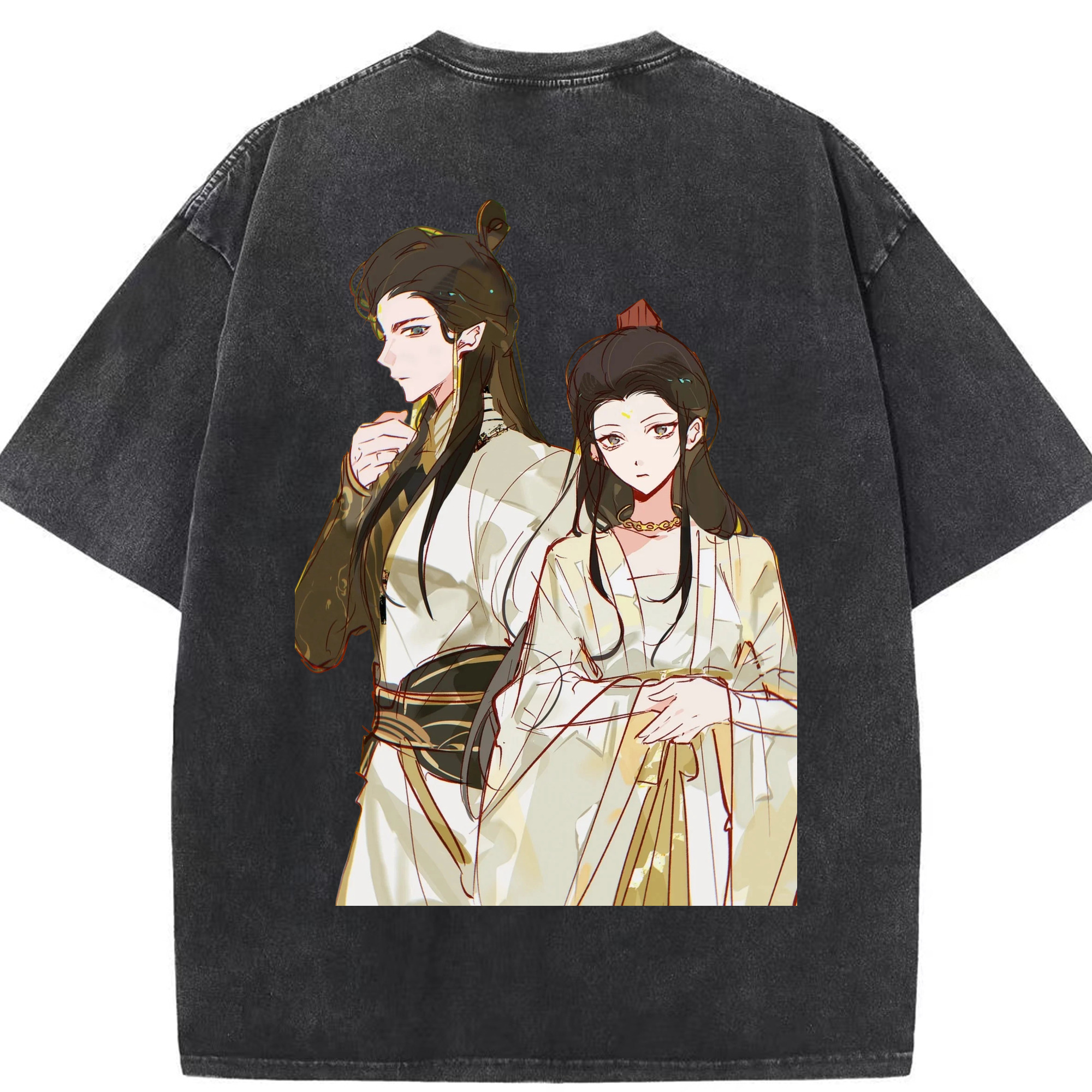 （画像用） Ne Zha 2 ナタ 魔童の大暴れ 綿100% ヴィンテージ風 半袖Tシャツ（背面プリント）