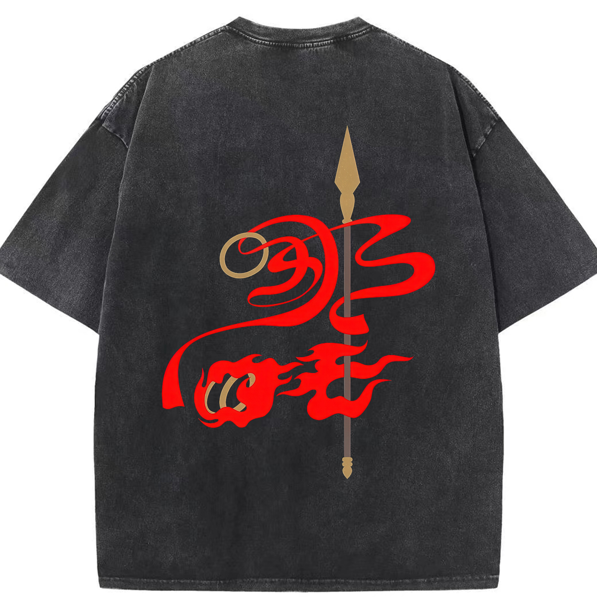 （画像用） Ne Zha 2 ナタ 魔童の大暴れ 綿100% ヴィンテージ風 半袖Tシャツ（背面プリント）