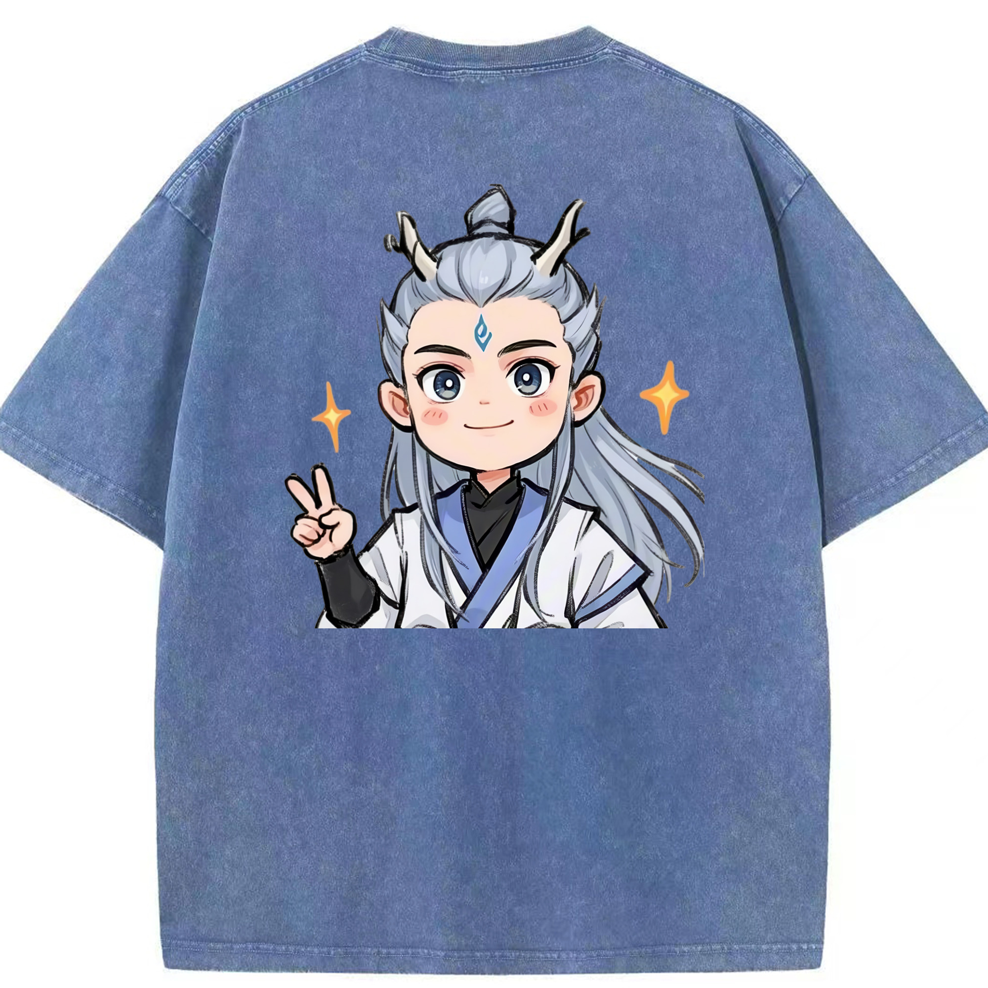 （画像用） Ne Zha 2 ナタ 魔童の大暴れ 綿100% ヴィンテージ風 半袖Tシャツ（背面プリント）
