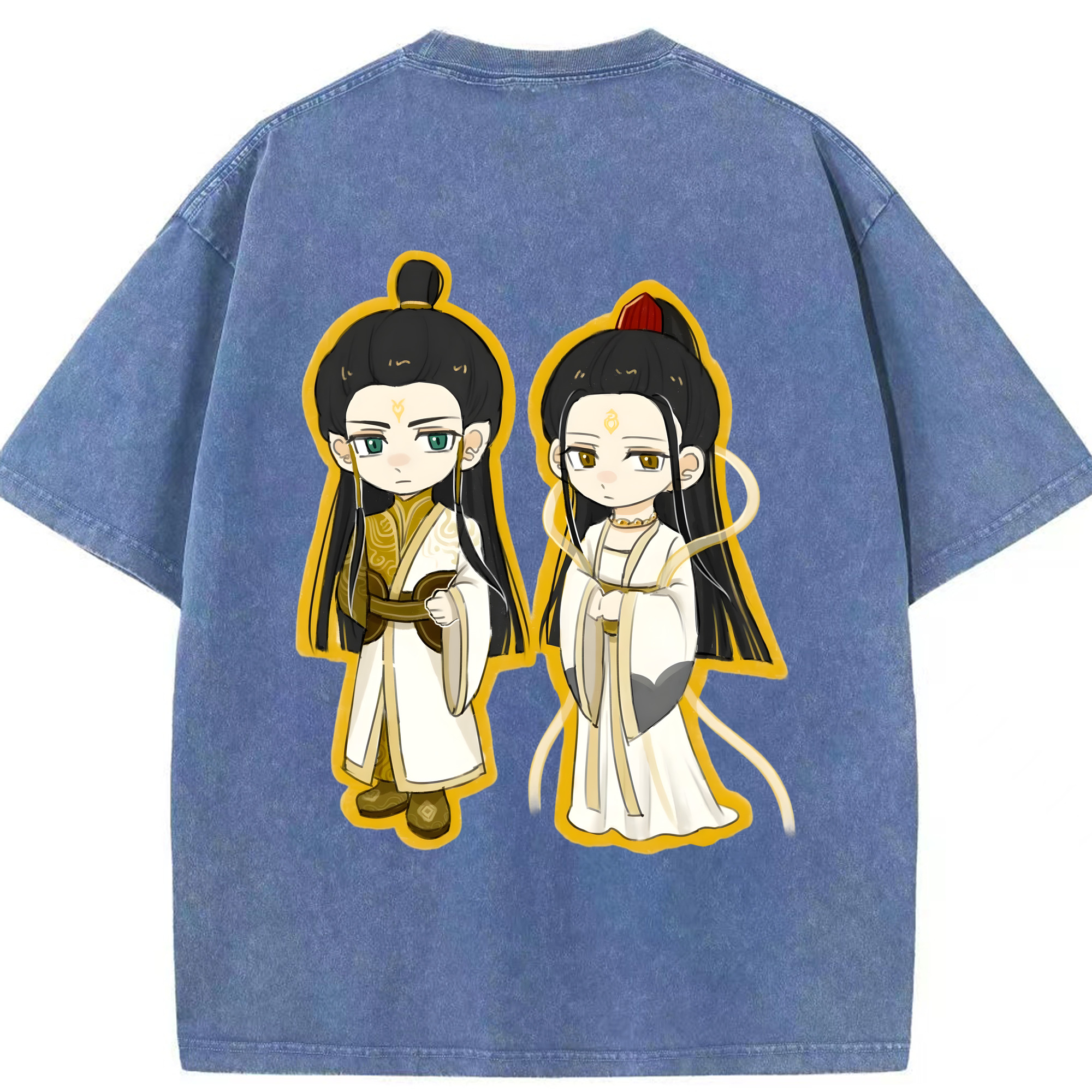（画像用） Ne Zha 2 ナタ 魔童の大暴れ 綿100% ヴィンテージ風 半袖Tシャツ（背面プリント）