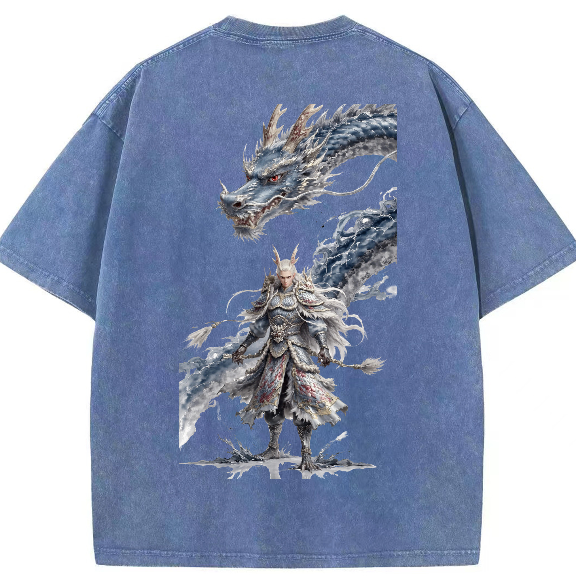 （画像用） Ne Zha 2 ナタ 魔童の大暴れ 綿100% ヴィンテージ風 半袖Tシャツ（背面プリント）