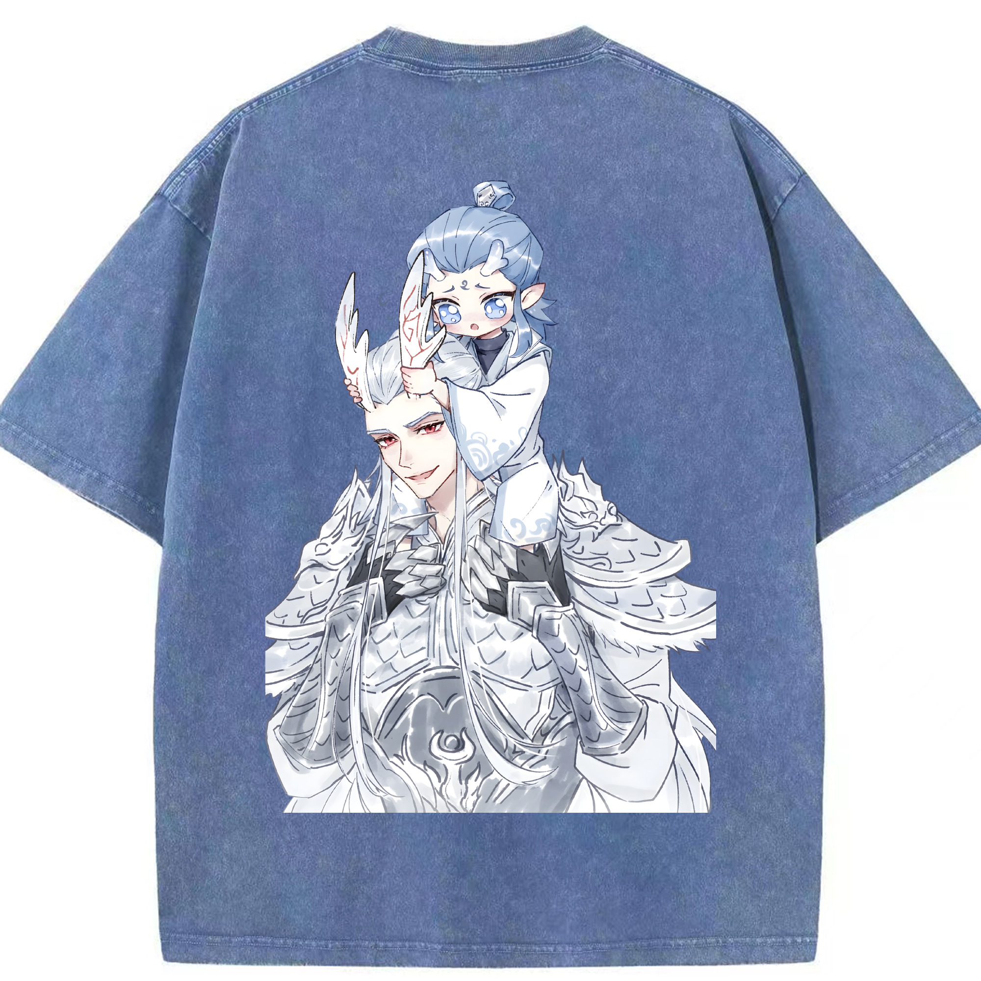 （画像用） Ne Zha 2 ナタ 魔童の大暴れ 綿100% ヴィンテージ風 半袖Tシャツ（背面プリント）