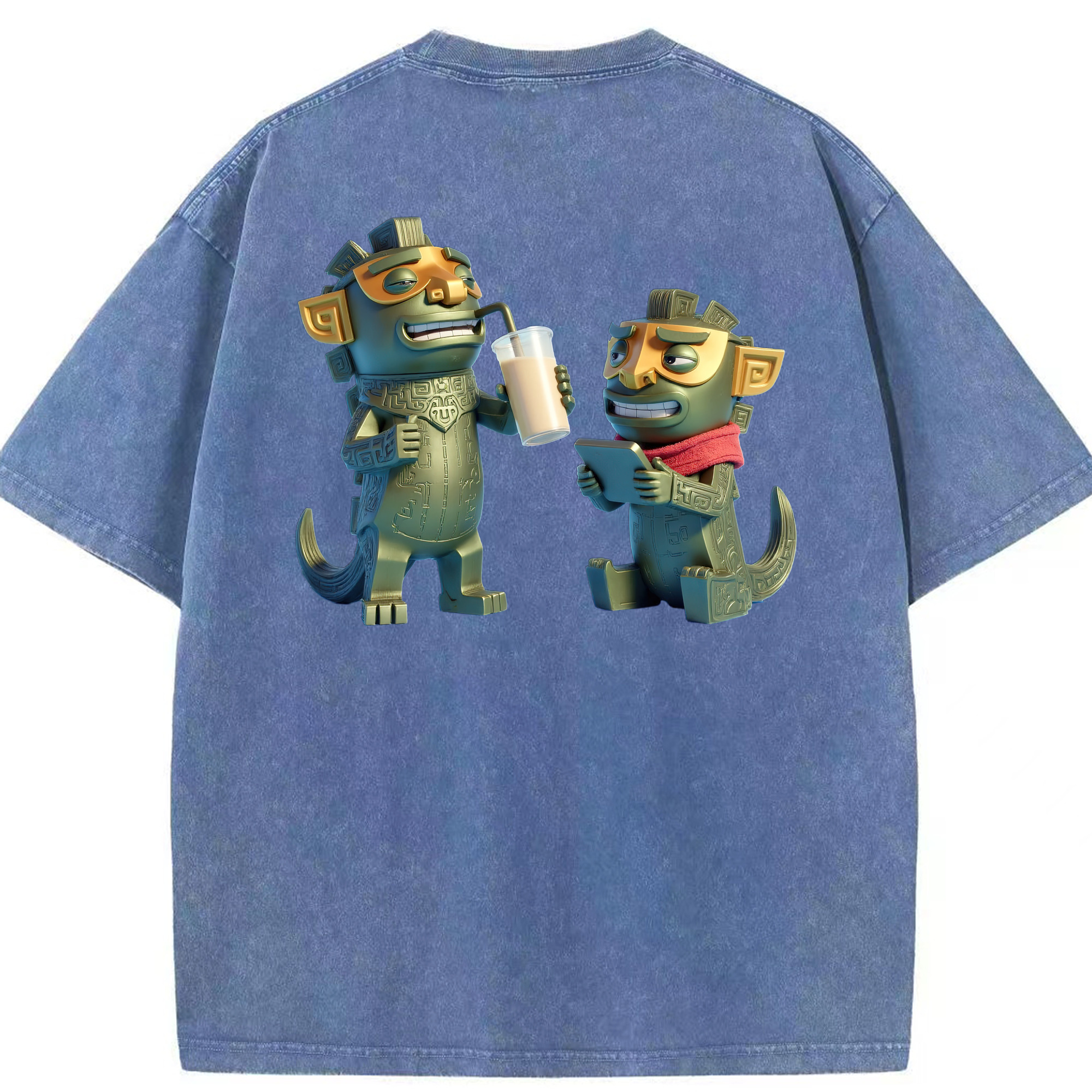 （画像用） Ne Zha 2 ナタ 魔童の大暴れ 綿100% ヴィンテージ風 半袖Tシャツ（背面プリント）