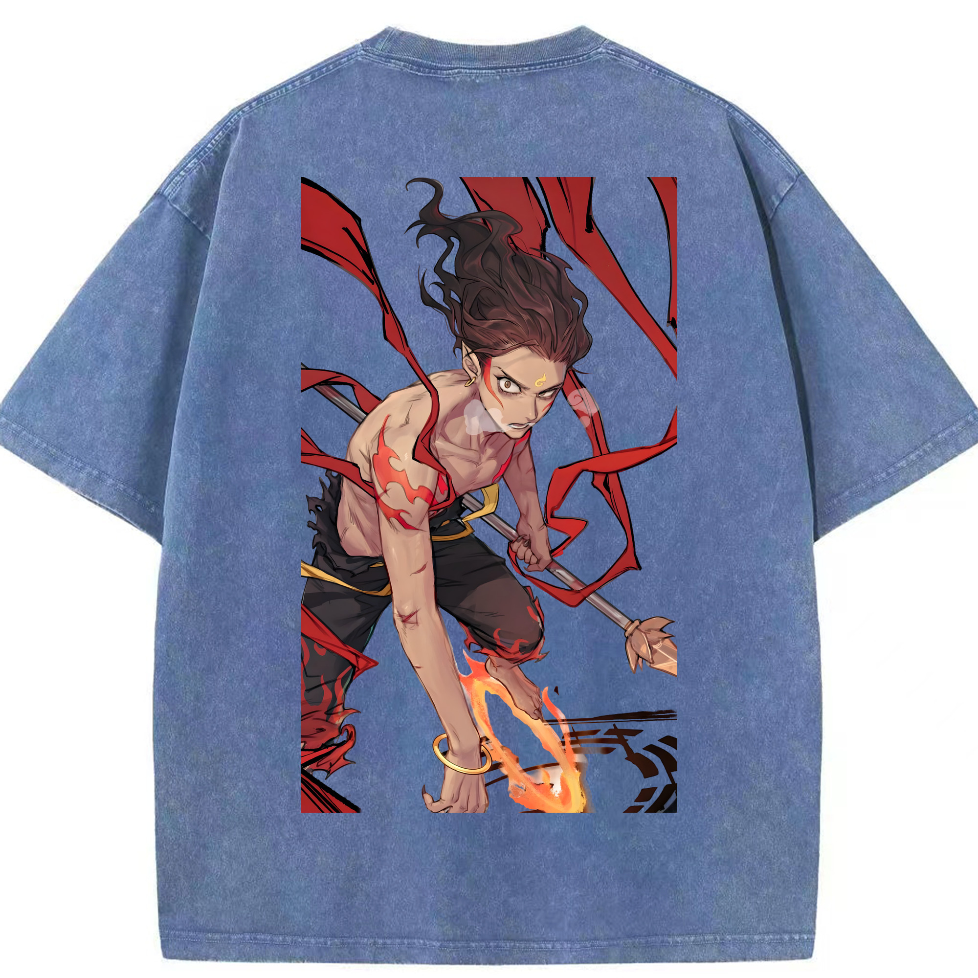 （画像用） Ne Zha 2 ナタ 魔童の大暴れ 綿100% ヴィンテージ風 半袖Tシャツ（背面プリント）