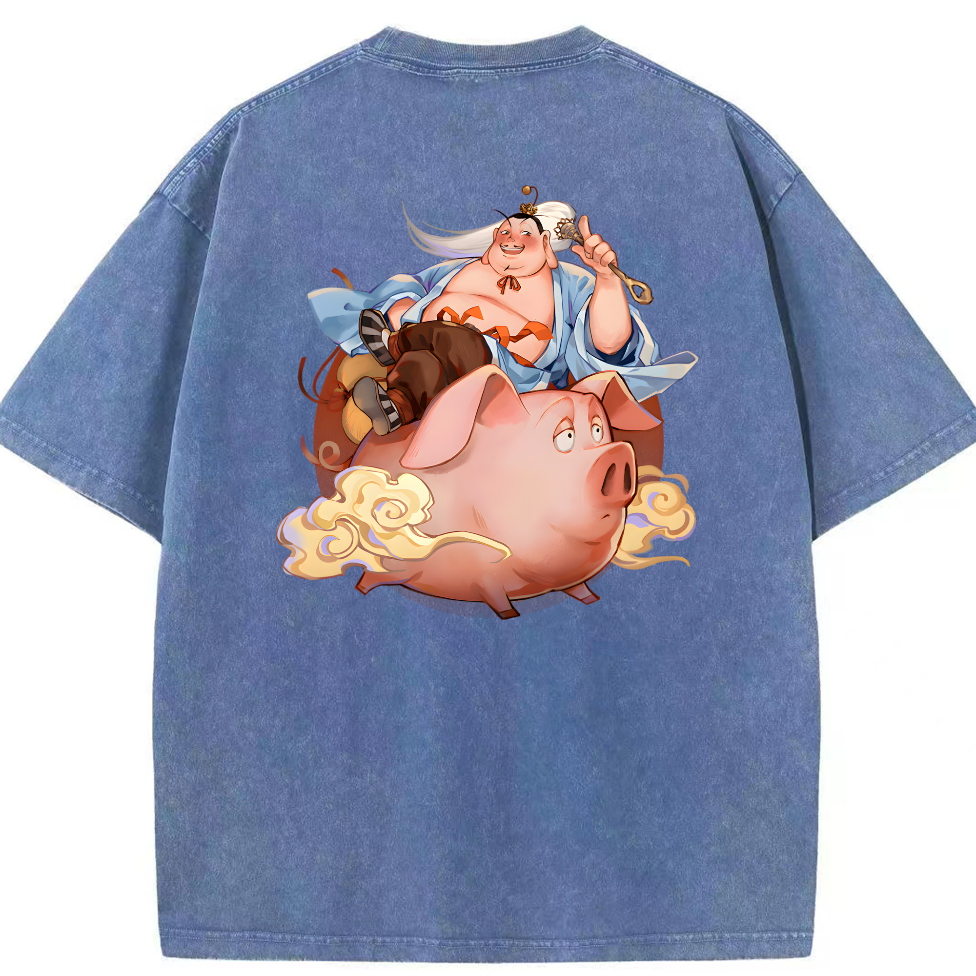 （画像用） Ne Zha 2 ナタ 魔童の大暴れ 綿100% ヴィンテージ風 半袖Tシャツ（背面プリント）