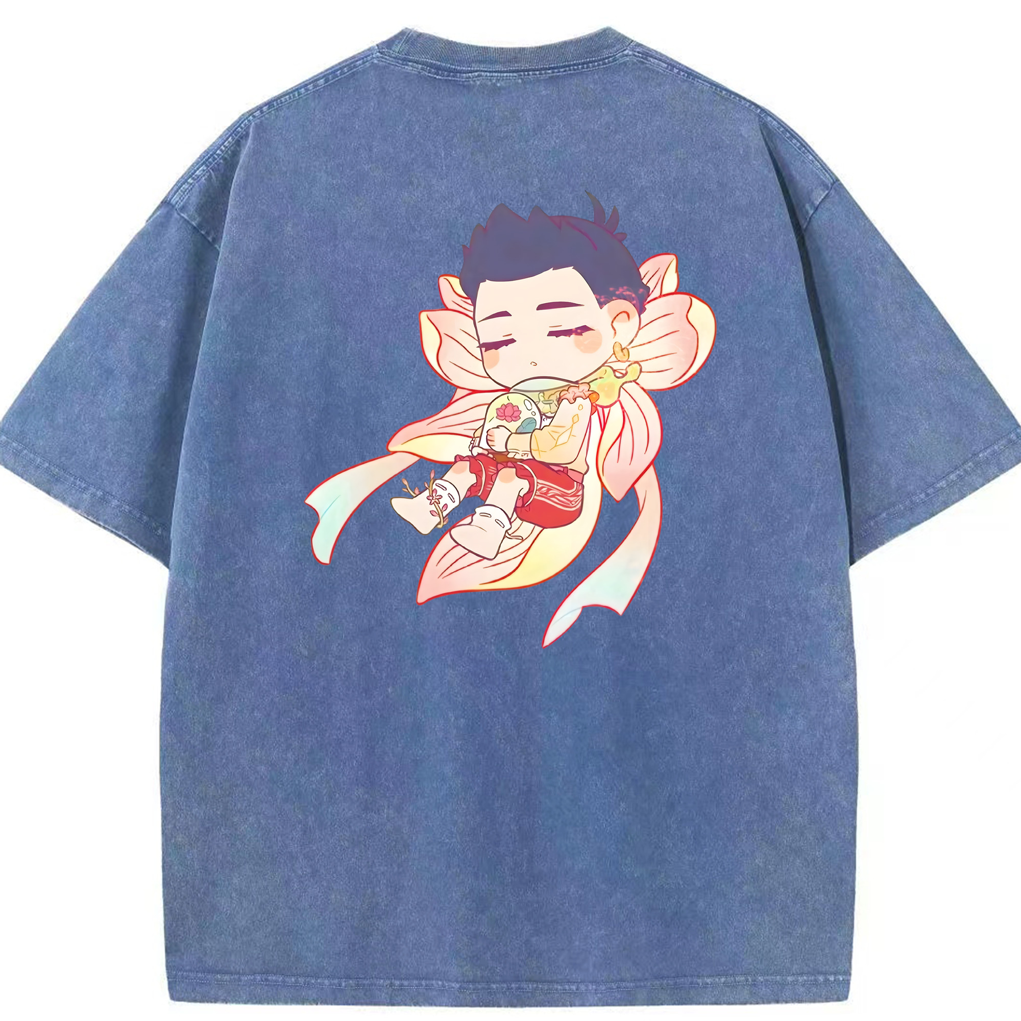 （画像用） Ne Zha 2 ナタ 魔童の大暴れ 綿100% ヴィンテージ風 半袖Tシャツ（背面プリント）