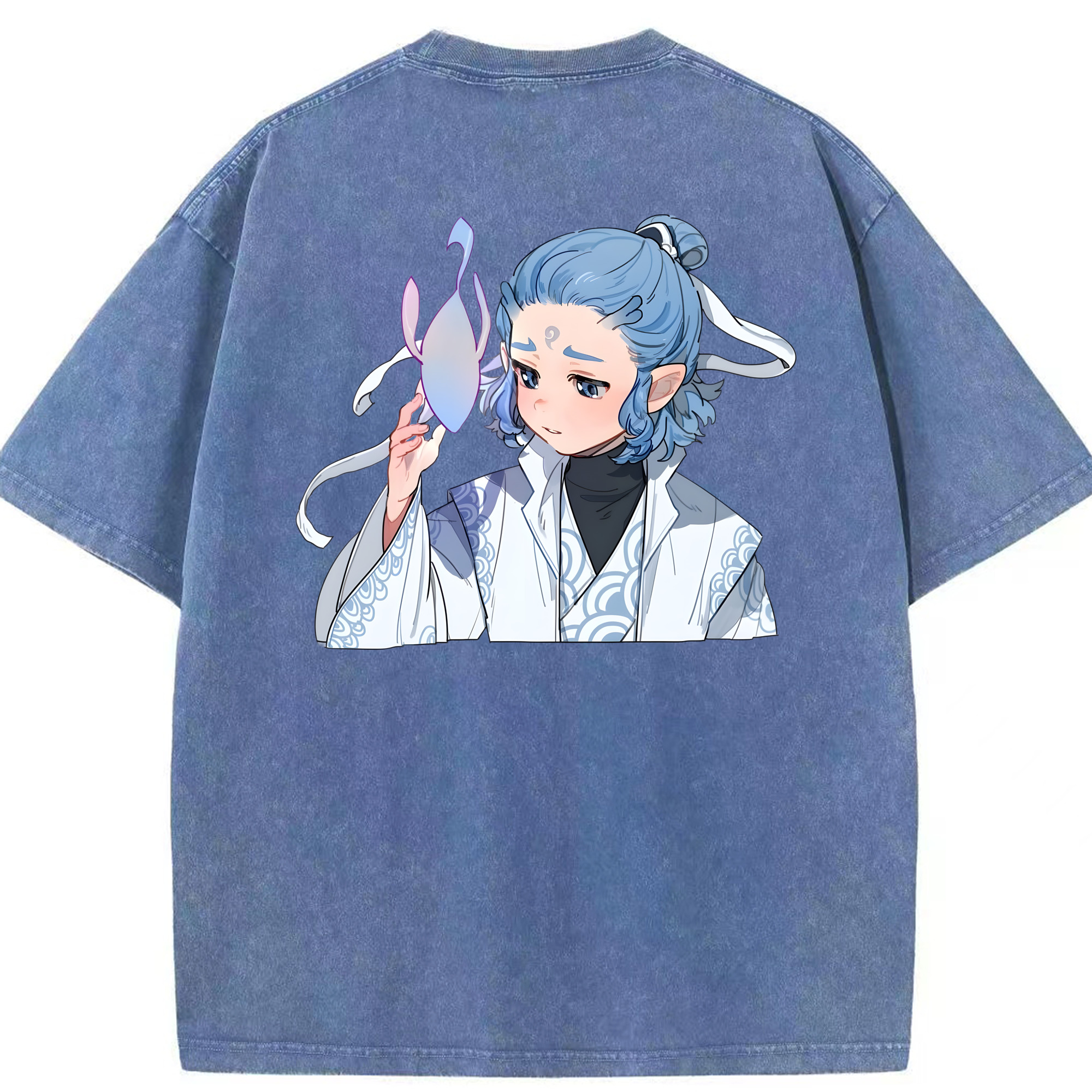 （画像用） Ne Zha 2 ナタ 魔童の大暴れ 綿100% ヴィンテージ風 半袖Tシャツ（背面プリント）