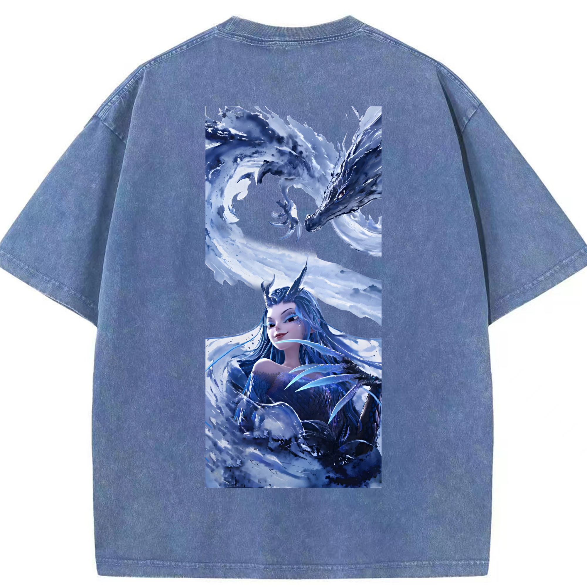 （画像用） Ne Zha 2 ナタ 魔童の大暴れ 綿100% ヴィンテージ風 半袖Tシャツ（背面プリント）