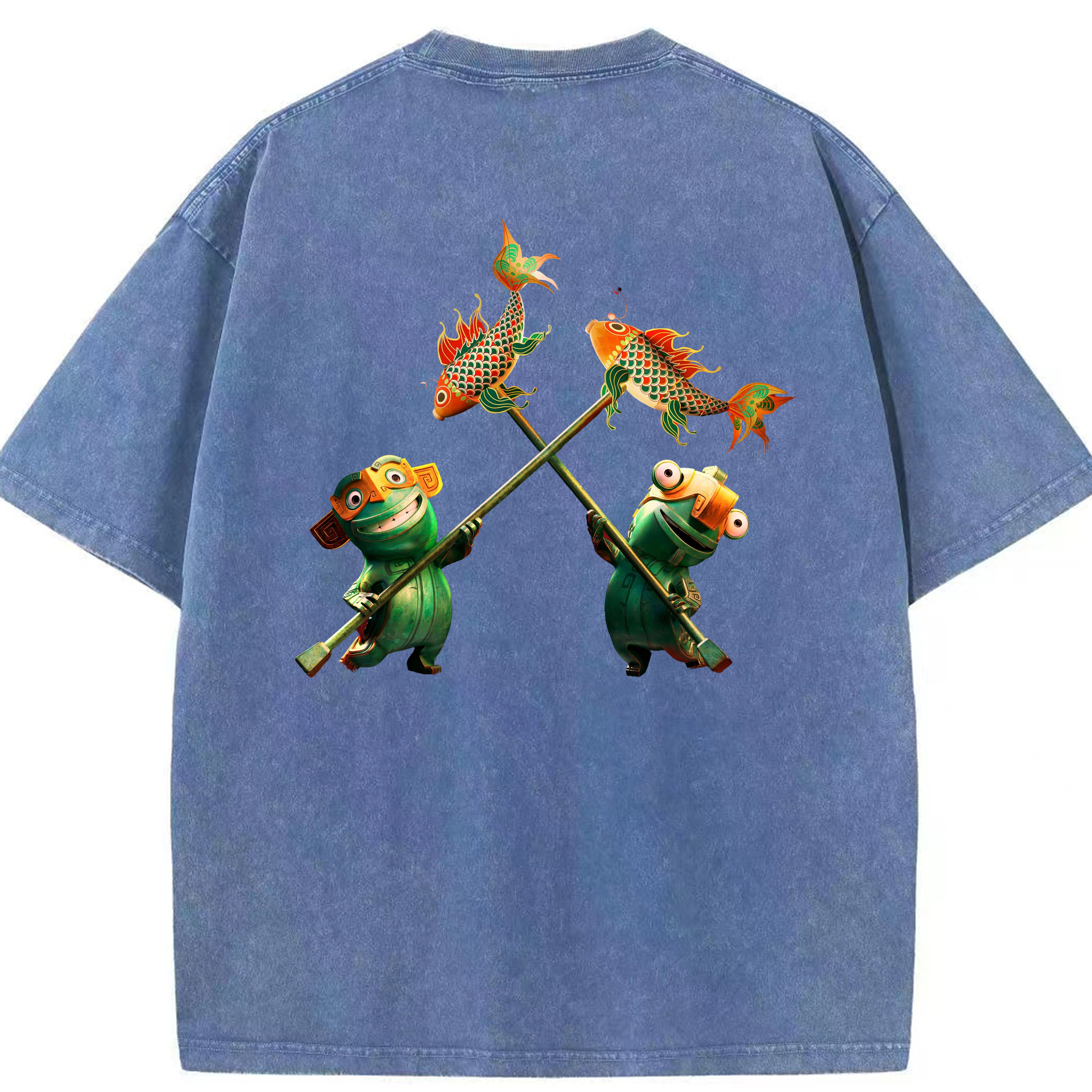 （画像用） Ne Zha 2 ナタ 魔童の大暴れ 綿100% ヴィンテージ風 半袖Tシャツ（背面プリント）