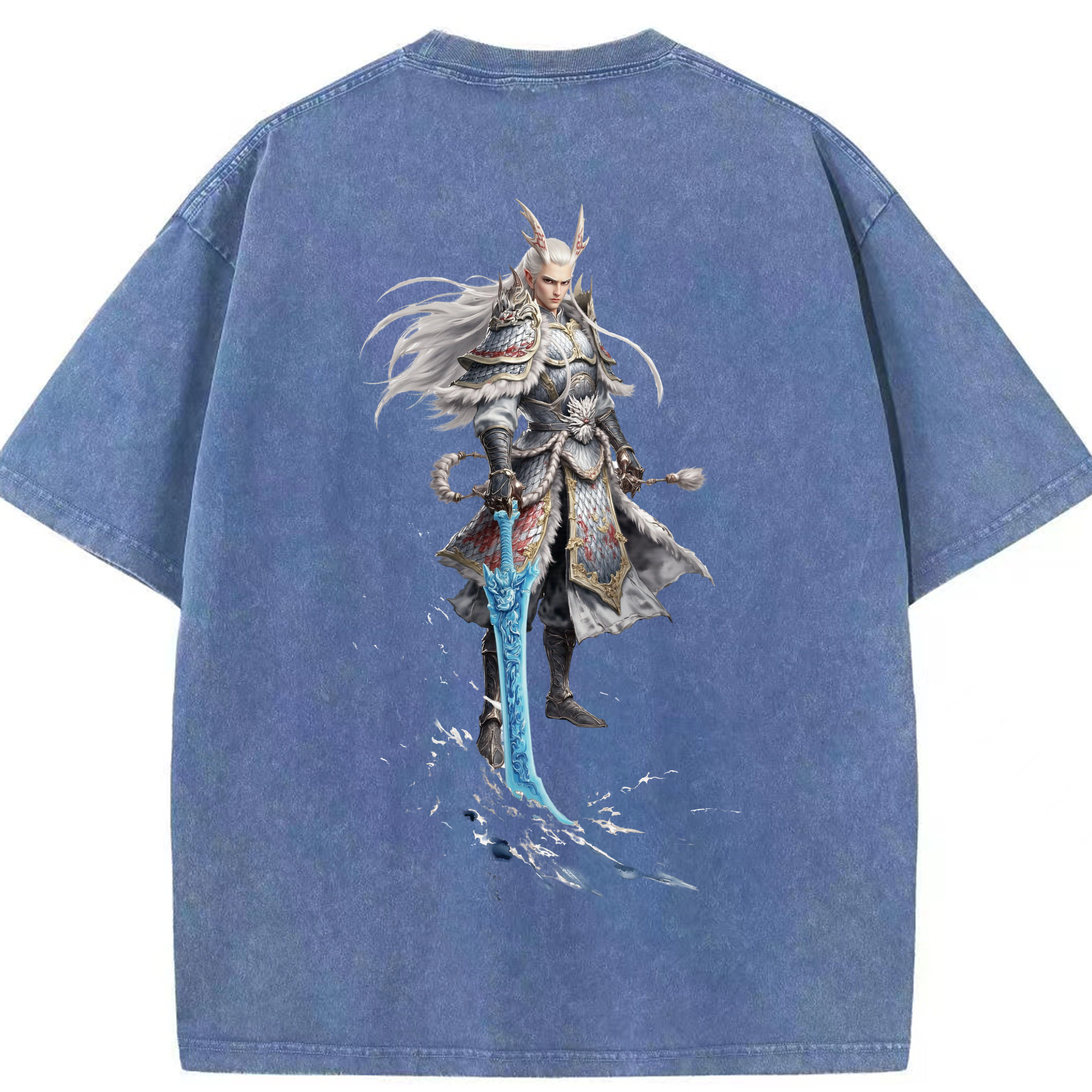（画像用） Ne Zha 2 ナタ 魔童の大暴れ 綿100% ヴィンテージ風 半袖Tシャツ（背面プリント）