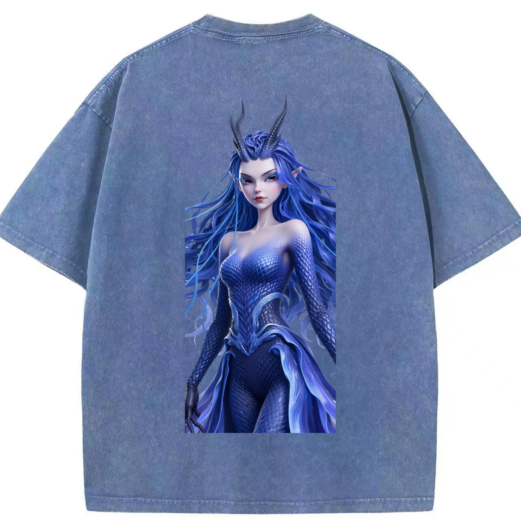 （画像用） Ne Zha 2 ナタ 魔童の大暴れ 綿100% ヴィンテージ風 半袖Tシャツ（背面プリント）