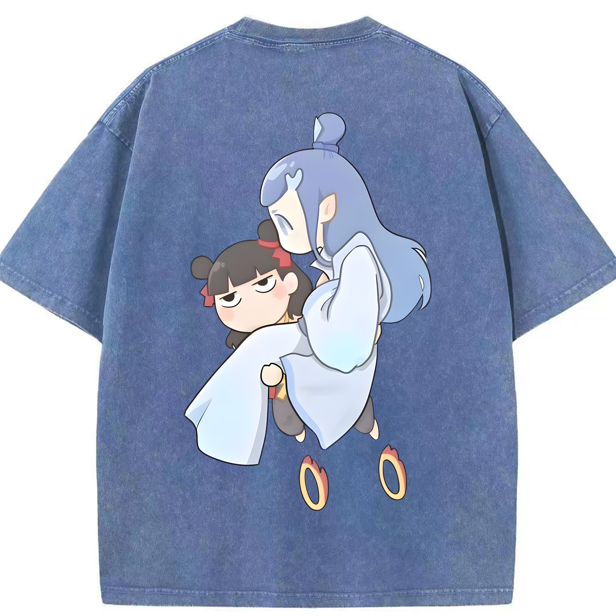 （画像用） Ne Zha 2 ナタ 魔童の大暴れ 綿100% ヴィンテージ風 半袖Tシャツ（背面プリント）
