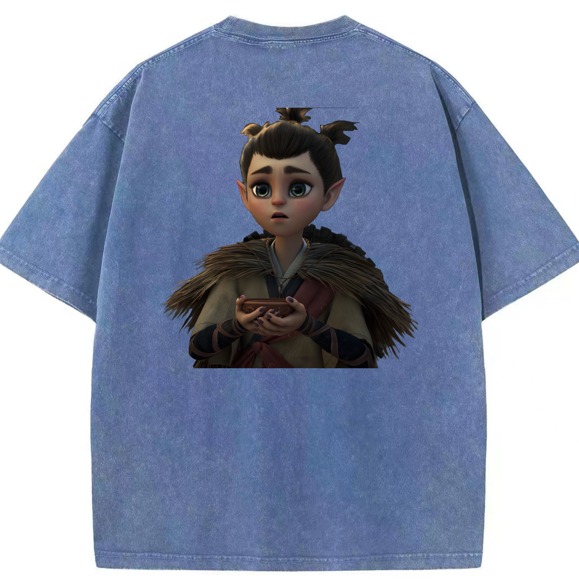 （画像用） Ne Zha 2 ナタ 魔童の大暴れ 綿100% ヴィンテージ風 半袖Tシャツ（背面プリント）