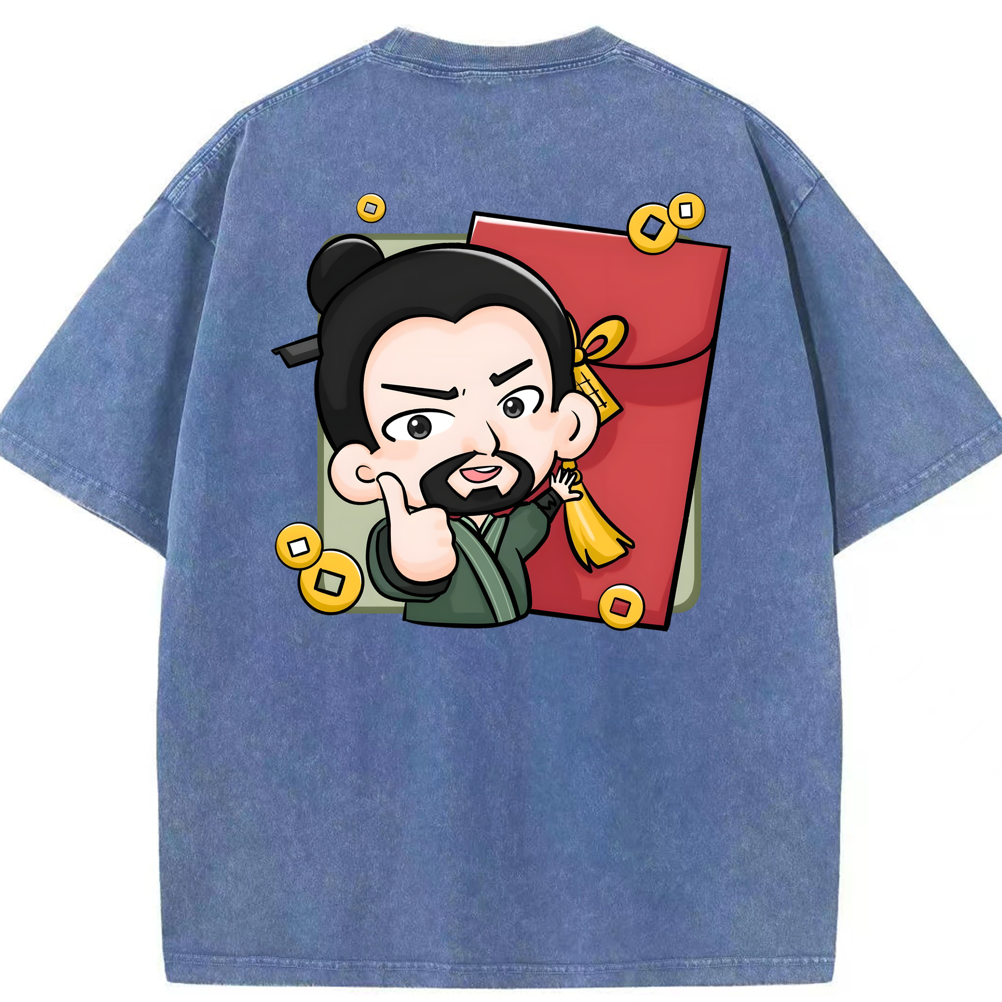 （画像用） Ne Zha 2 ナタ 魔童の大暴れ 綿100% ヴィンテージ風 半袖Tシャツ（背面プリント）