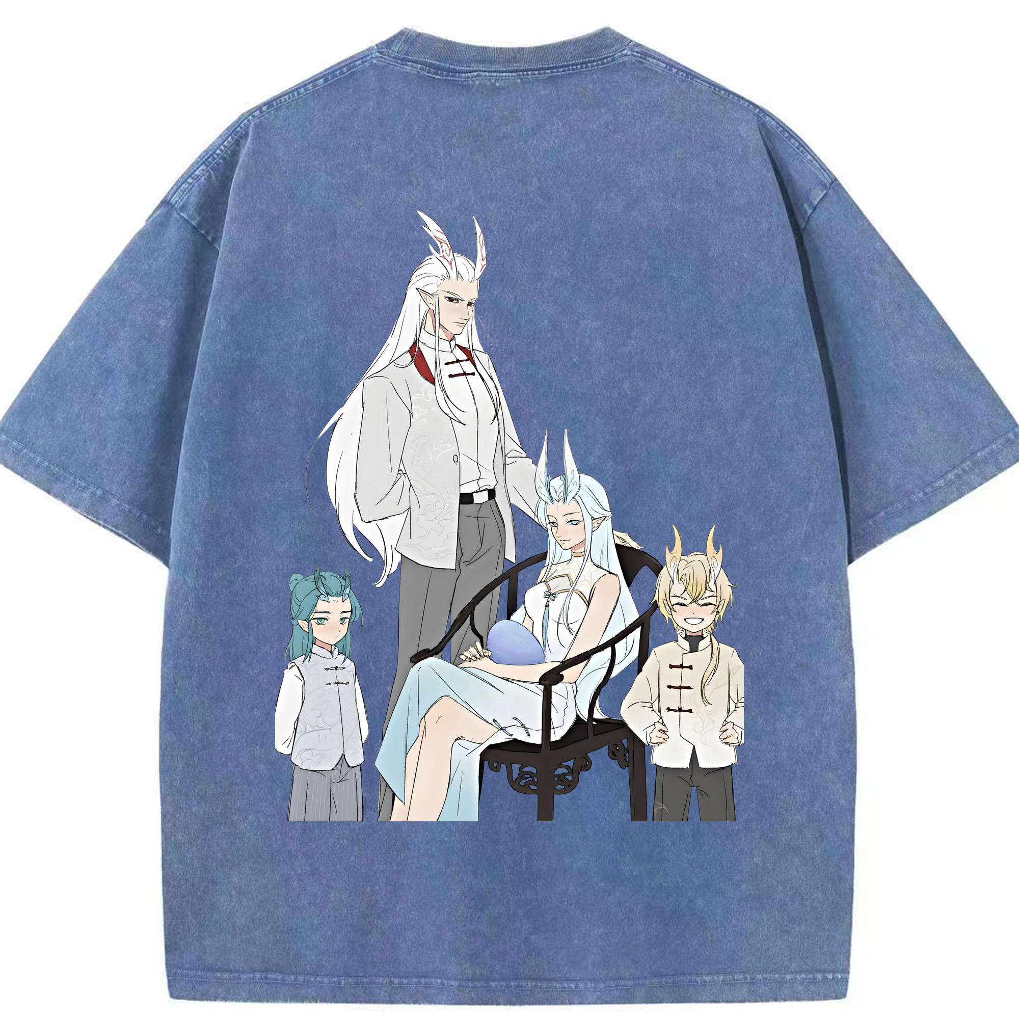 （画像用） Ne Zha 2 ナタ 魔童の大暴れ 綿100% ヴィンテージ風 半袖Tシャツ（背面プリント）