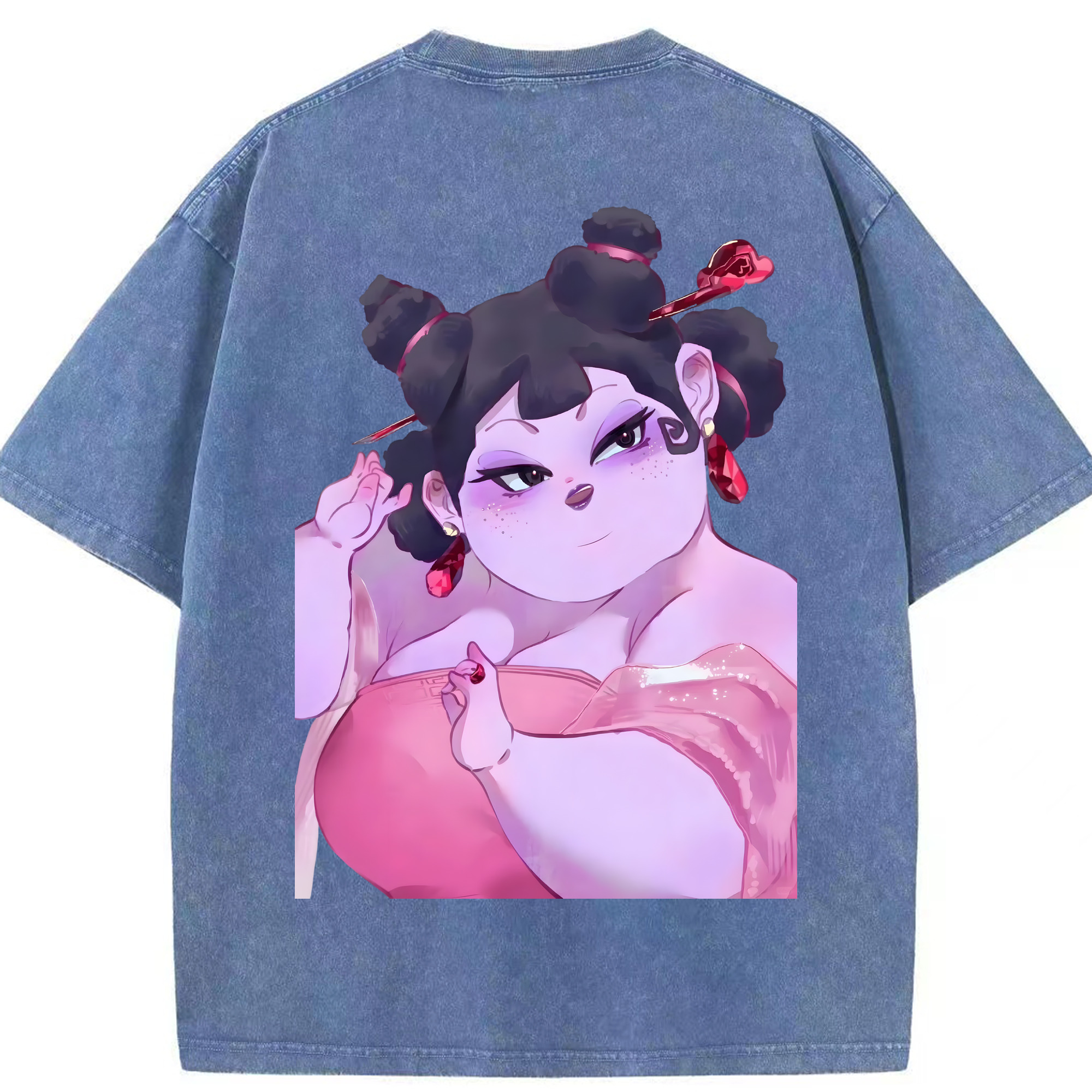 （画像用） Ne Zha 2 ナタ 魔童の大暴れ 綿100% ヴィンテージ風 半袖Tシャツ（背面プリント）