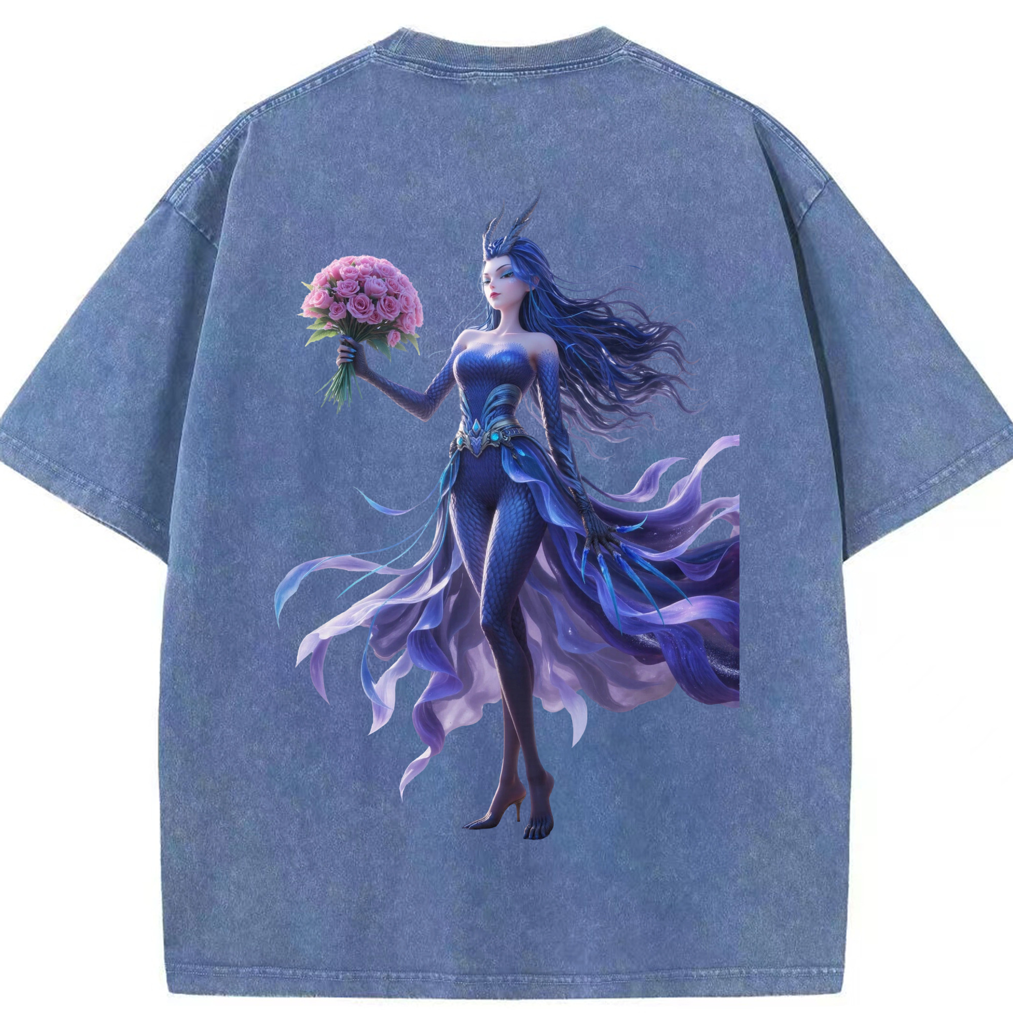 （画像用） Ne Zha 2 ナタ 魔童の大暴れ 綿100% ヴィンテージ風 半袖Tシャツ（背面プリント）