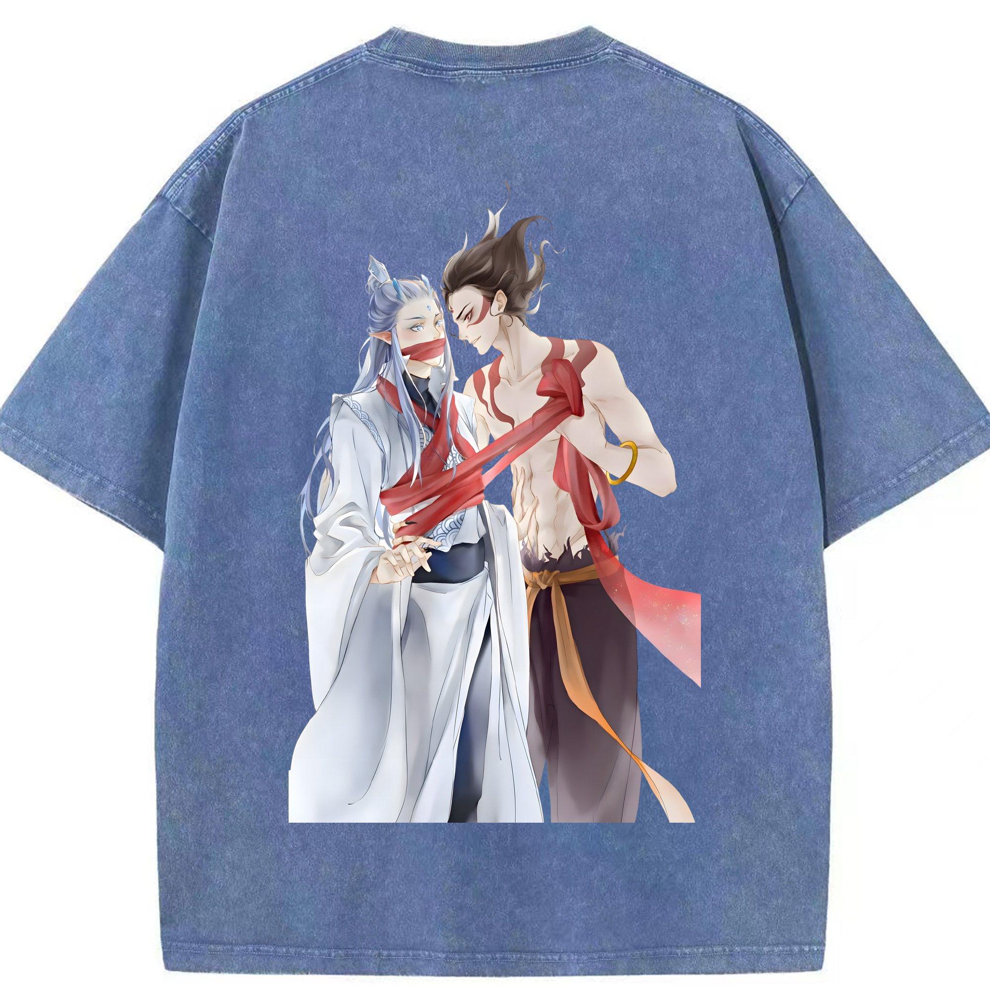 （画像用） Ne Zha 2 ナタ 魔童の大暴れ 綿100% ヴィンテージ風 半袖Tシャツ（背面プリント）