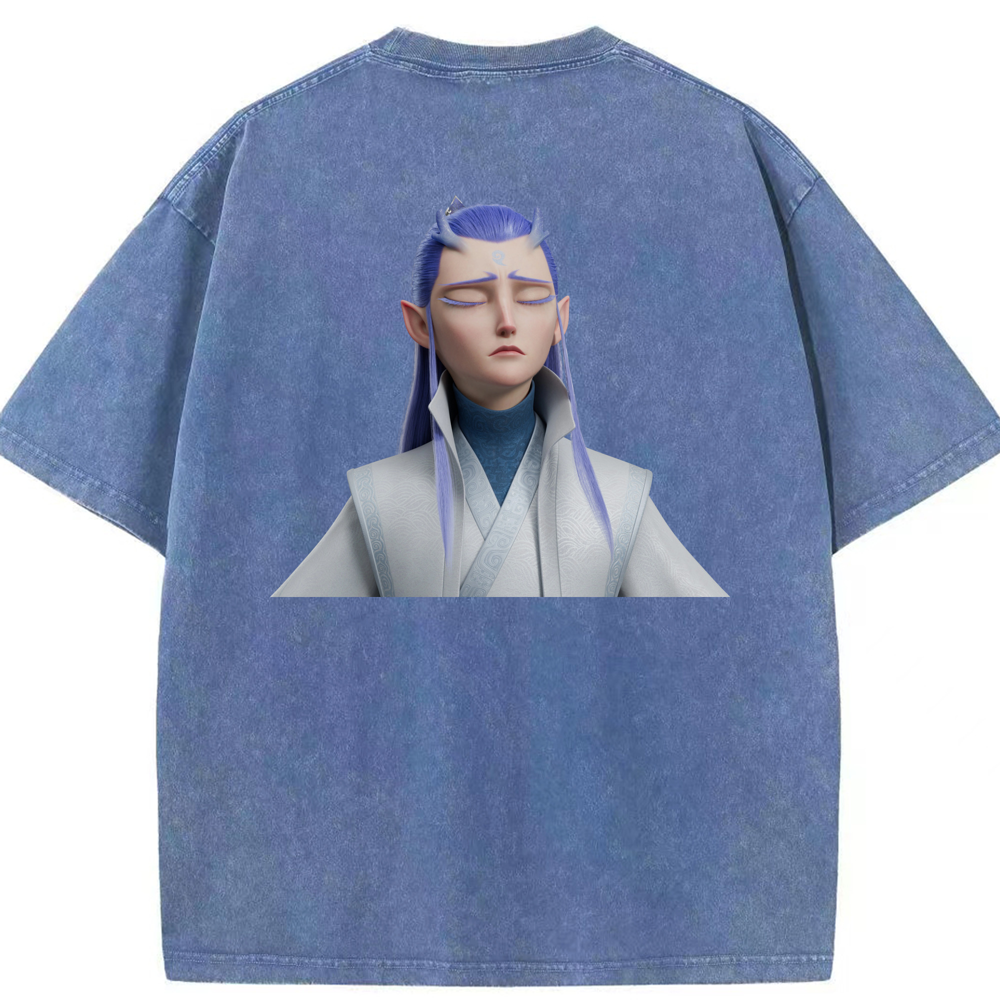 （画像用） Ne Zha 2 ナタ 魔童の大暴れ 綿100% ヴィンテージ風 半袖Tシャツ（背面プリント）