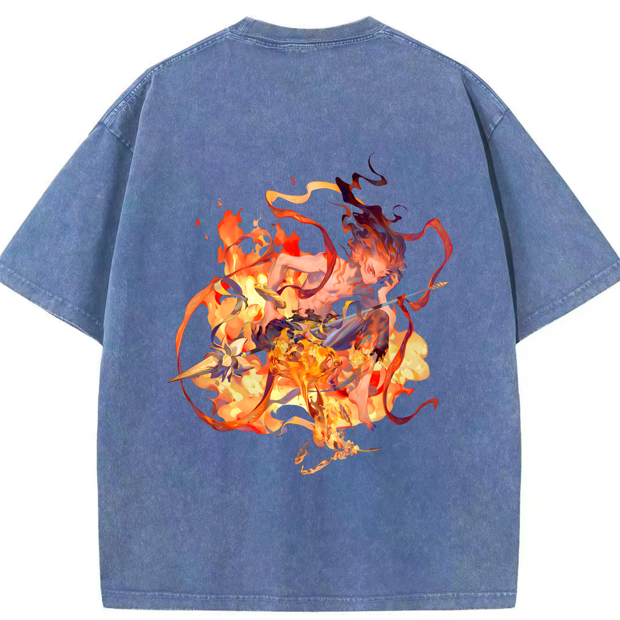 （画像用） Ne Zha 2 ナタ 魔童の大暴れ 綿100% ヴィンテージ風 半袖Tシャツ（背面プリント）