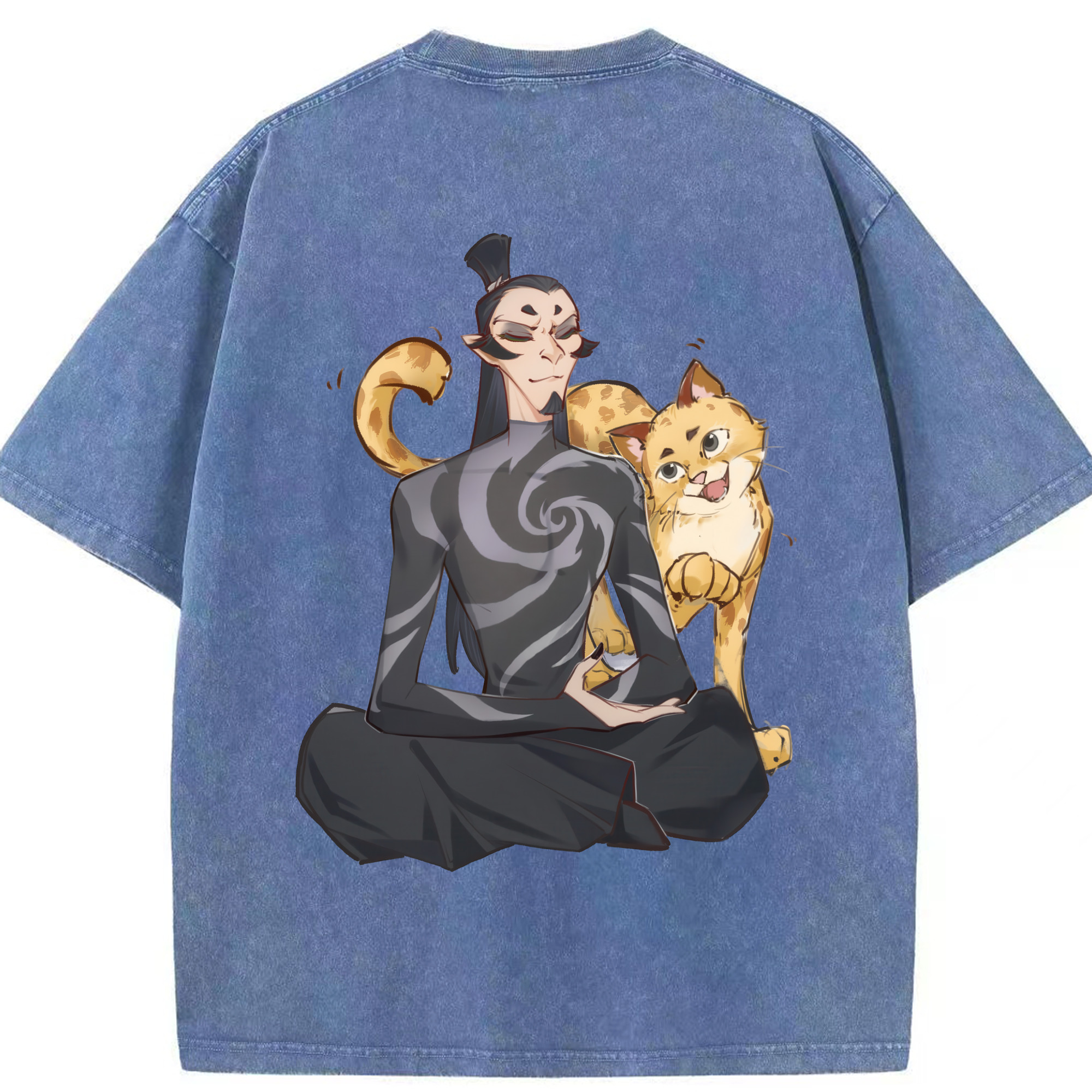 （画像用） Ne Zha 2 ナタ 魔童の大暴れ 綿100% ヴィンテージ風 半袖Tシャツ（背面プリント）