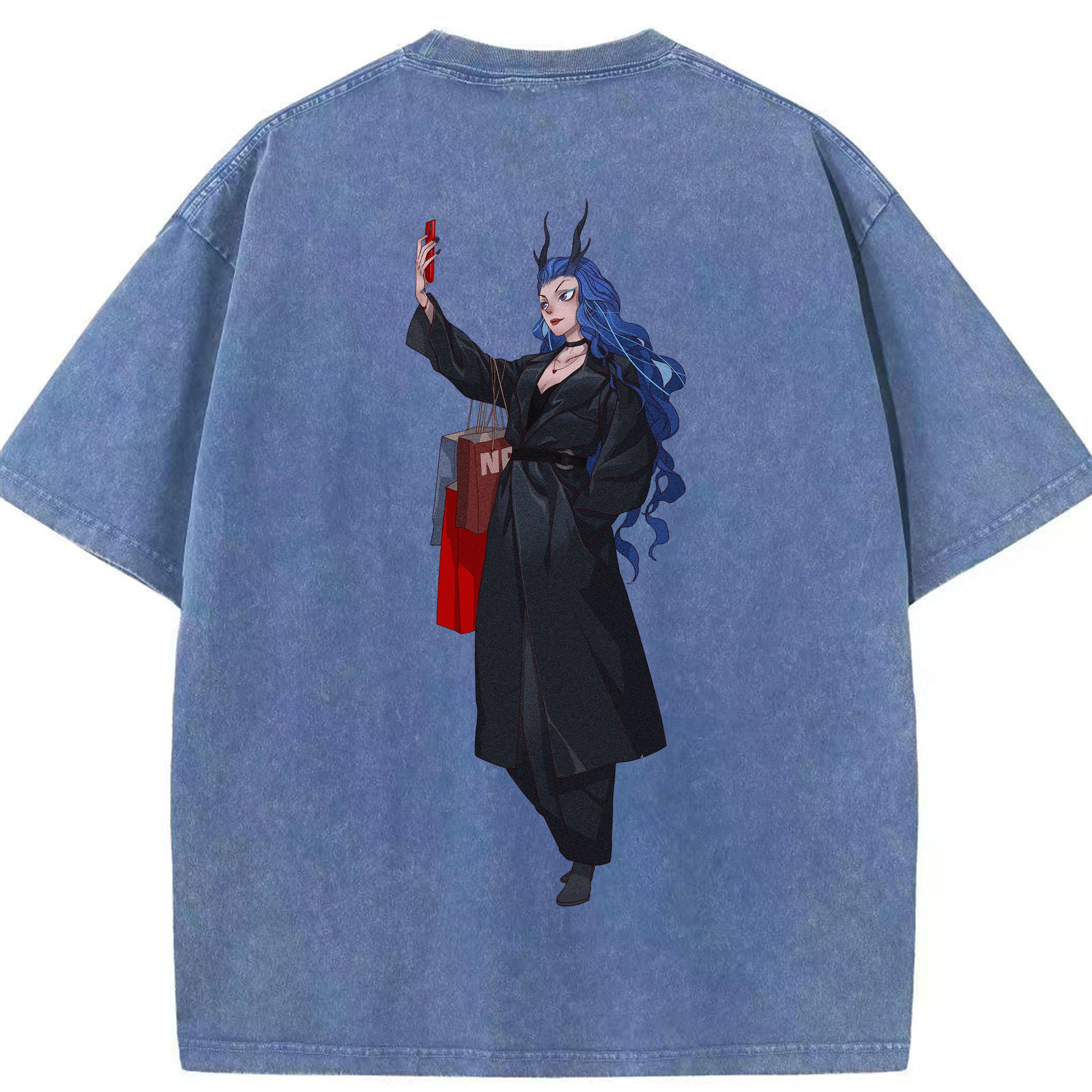 （画像用） Ne Zha 2 ナタ 魔童の大暴れ 綿100% ヴィンテージ風 半袖Tシャツ（背面プリント）