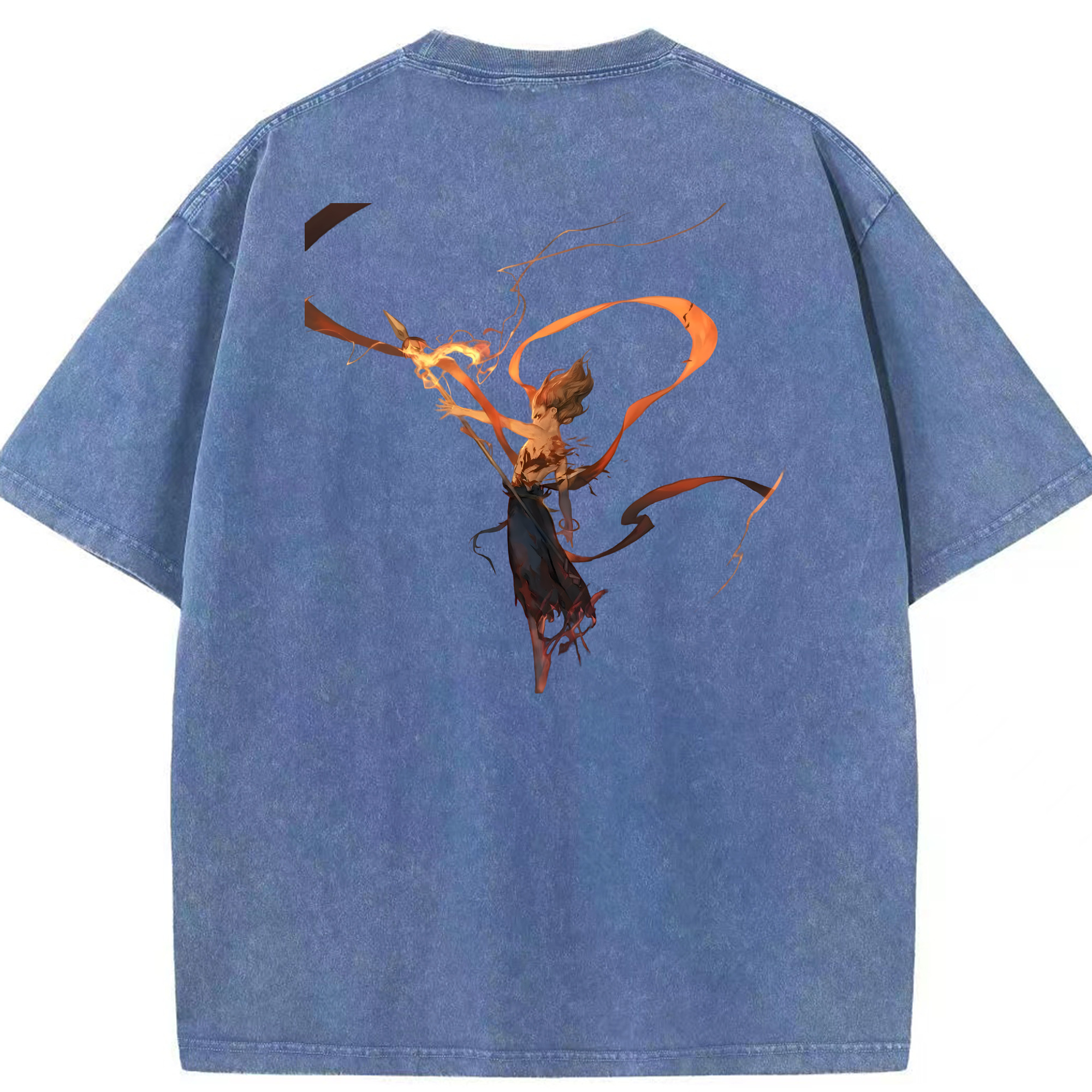 （画像用） Ne Zha 2 ナタ 魔童の大暴れ 綿100% ヴィンテージ風 半袖Tシャツ（背面プリント）