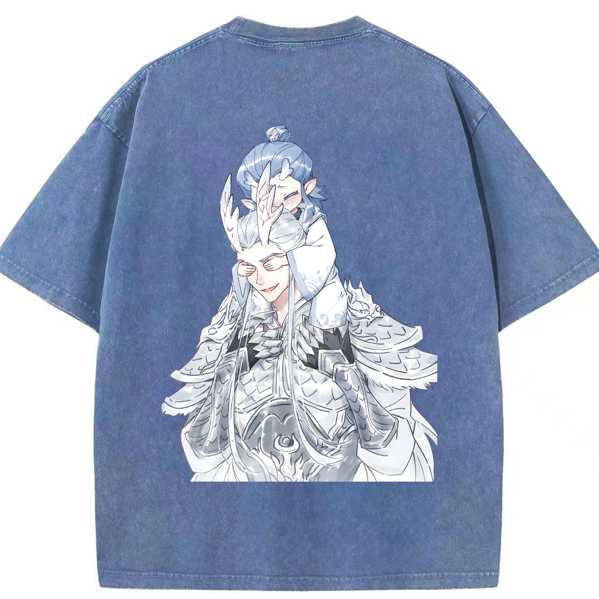（画像用） Ne Zha 2 ナタ 魔童の大暴れ 綿100% ヴィンテージ風 半袖Tシャツ（背面プリント）