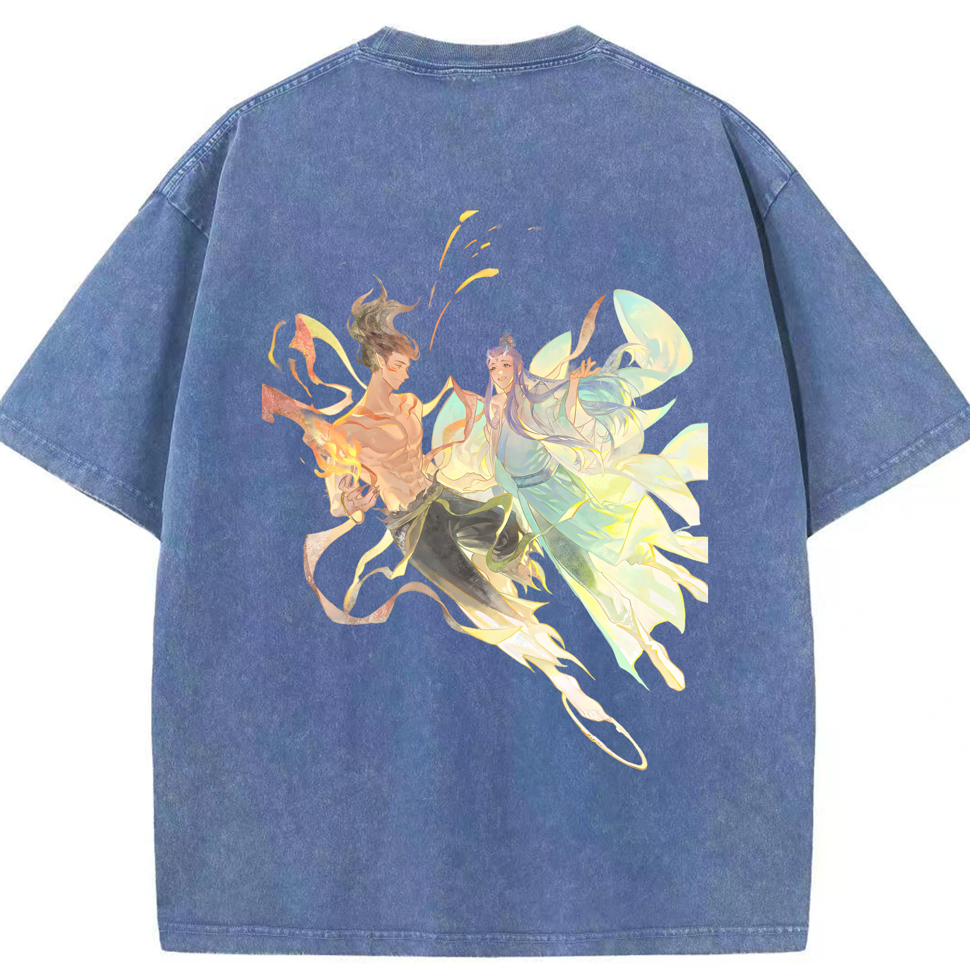 （画像用） Ne Zha 2 ナタ 魔童の大暴れ 綿100% ヴィンテージ風 半袖Tシャツ（背面プリント）