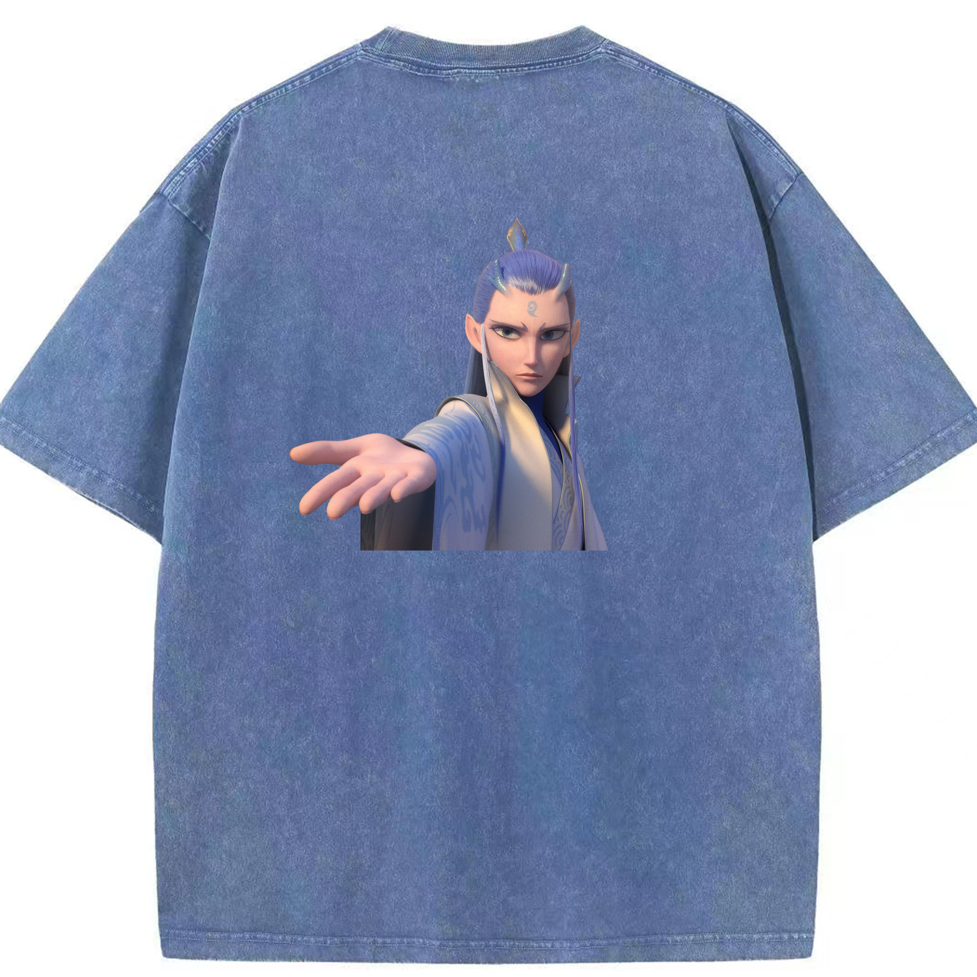 （画像用） Ne Zha 2 ナタ 魔童の大暴れ 綿100% ヴィンテージ風 半袖Tシャツ（背面プリント）