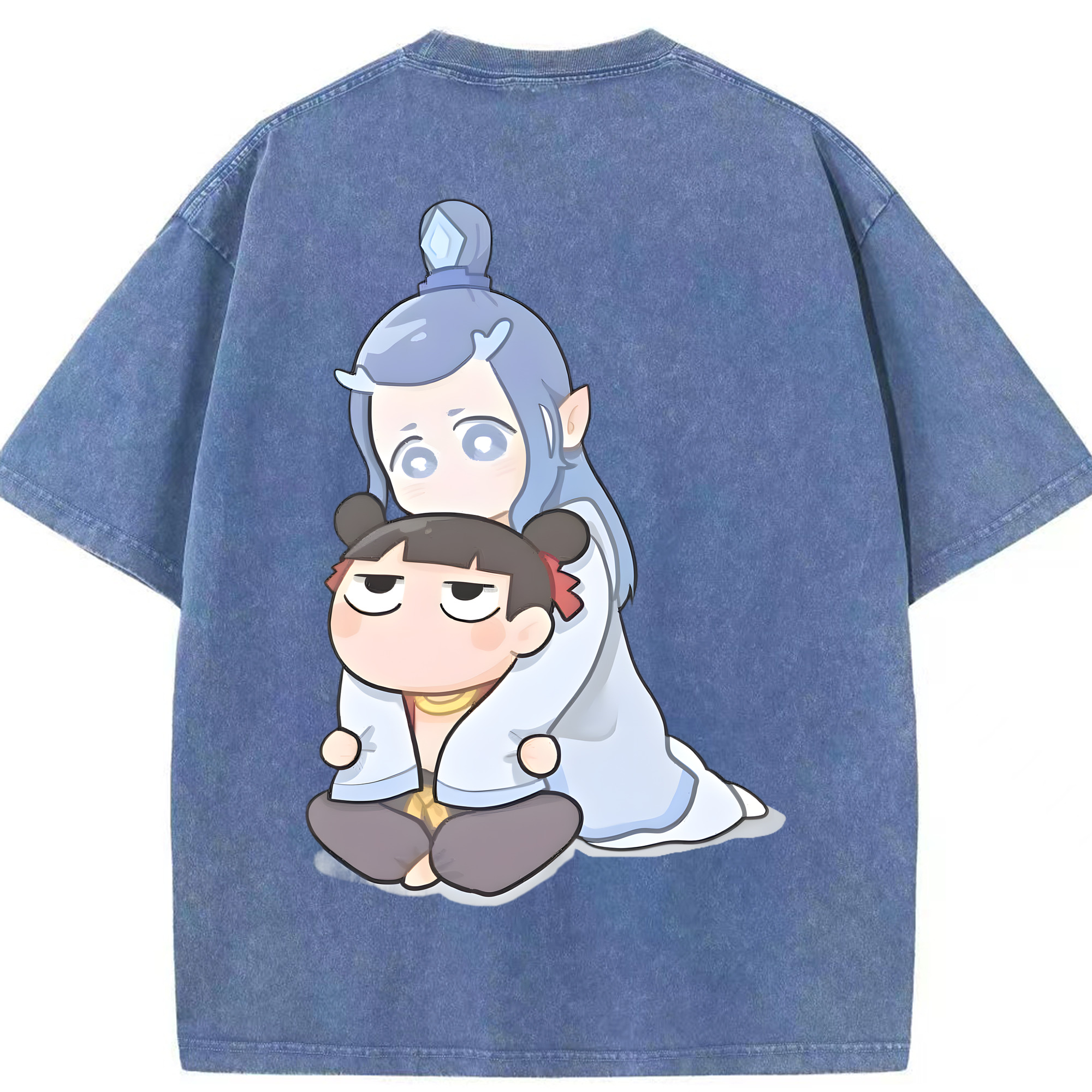 （画像用） Ne Zha 2 ナタ 魔童の大暴れ 綿100% ヴィンテージ風 半袖Tシャツ（背面プリント）