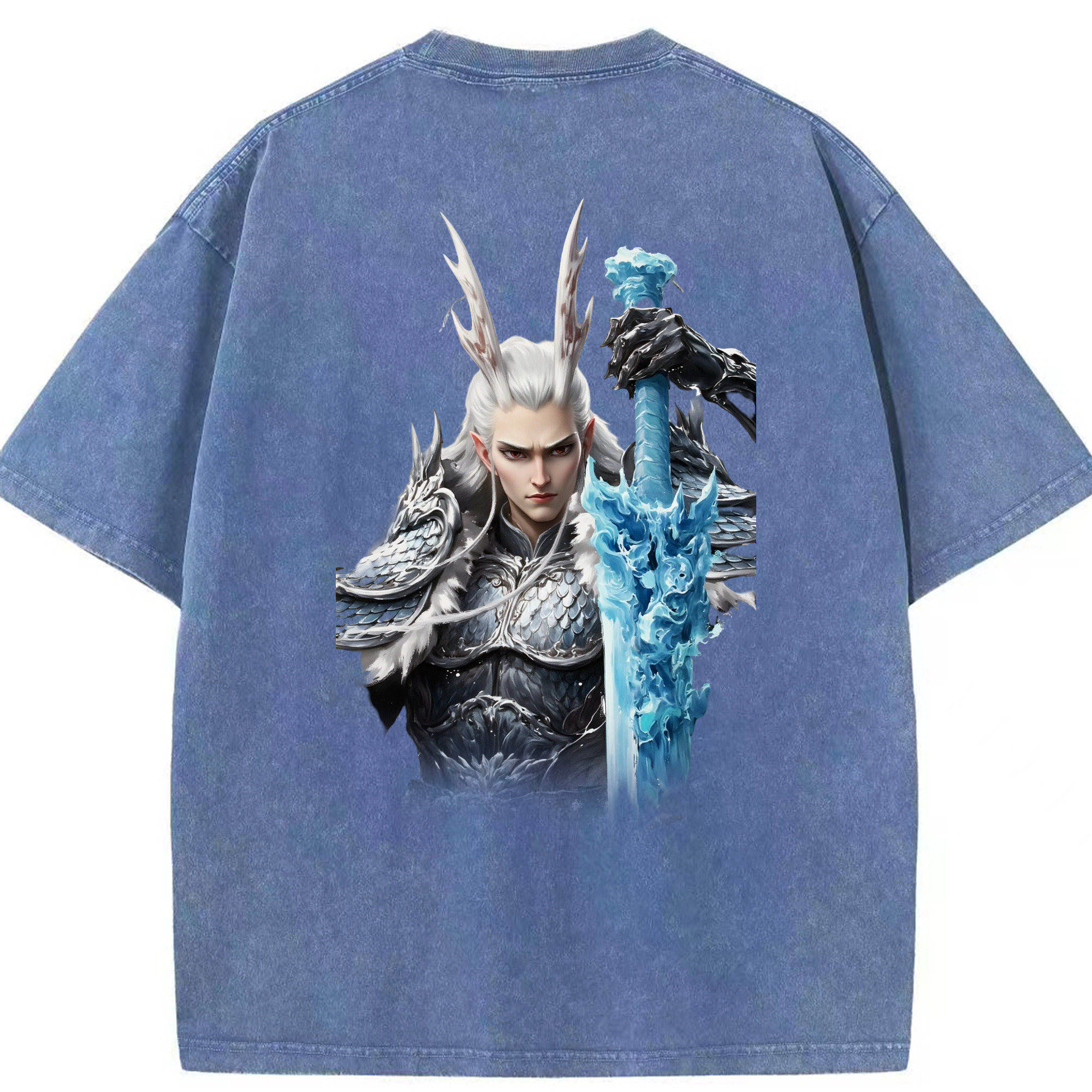 （画像用） Ne Zha 2 ナタ 魔童の大暴れ 綿100% ヴィンテージ風 半袖Tシャツ（背面プリント）