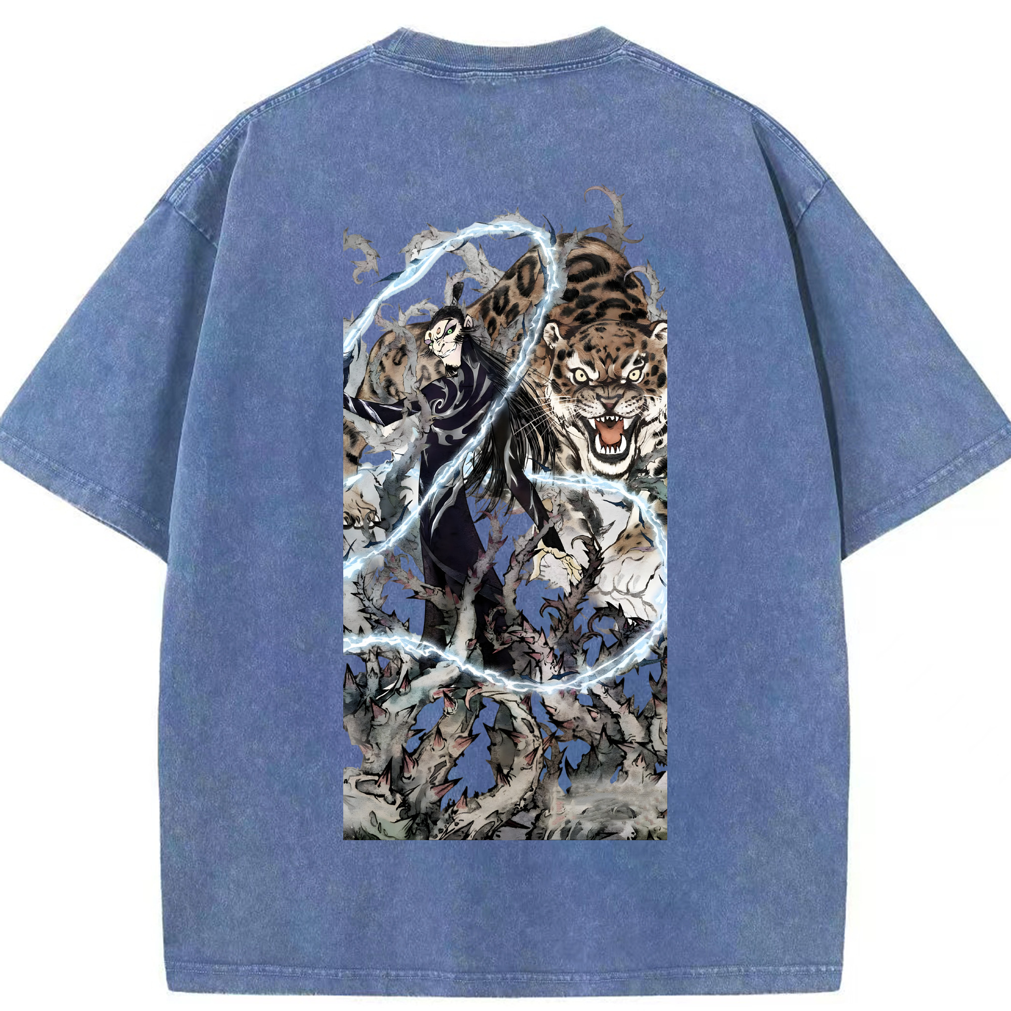 （画像用） Ne Zha 2 ナタ 魔童の大暴れ 綿100% ヴィンテージ風 半袖Tシャツ（背面プリント）