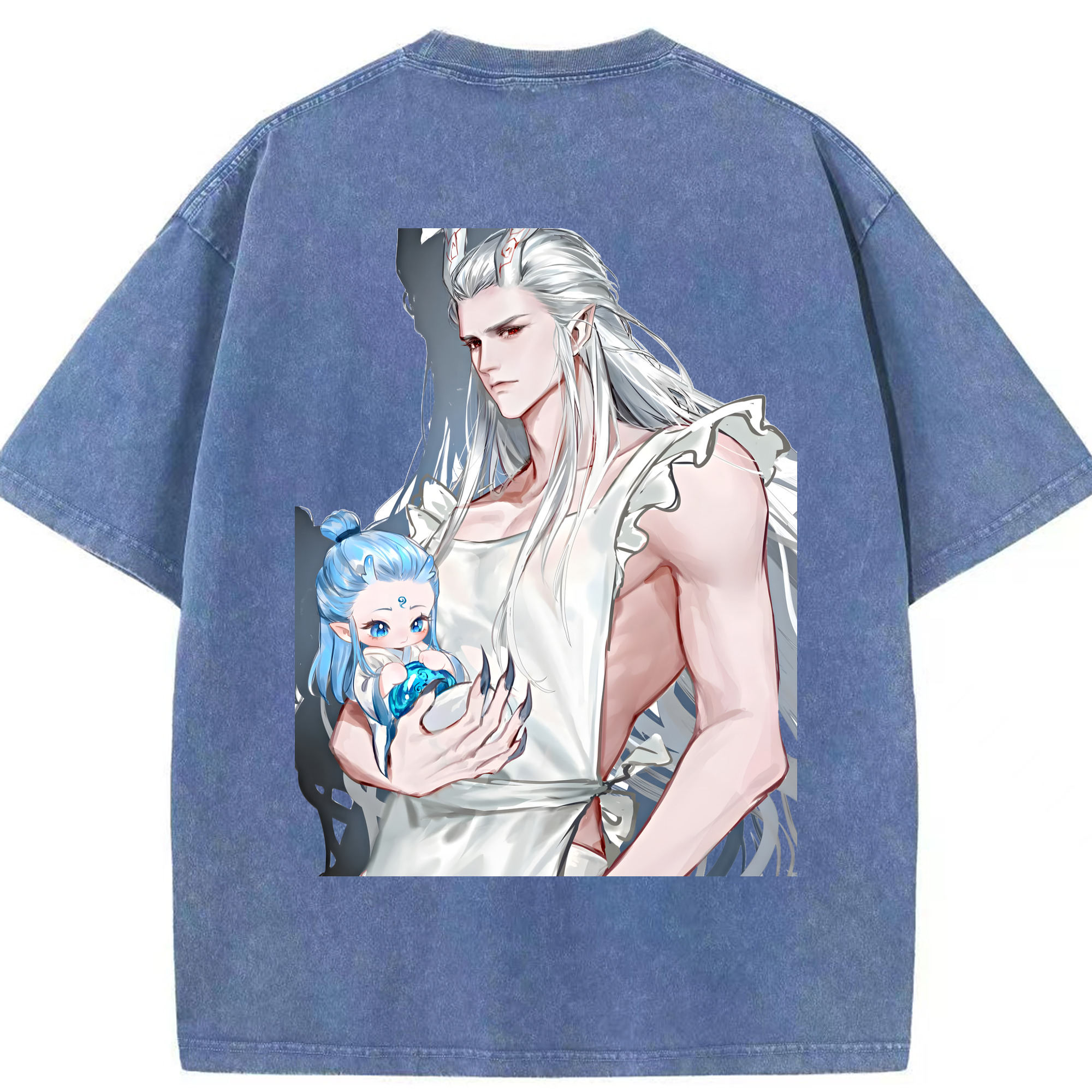 （画像用） Ne Zha 2 ナタ 魔童の大暴れ 綿100% ヴィンテージ風 半袖Tシャツ（背面プリント）