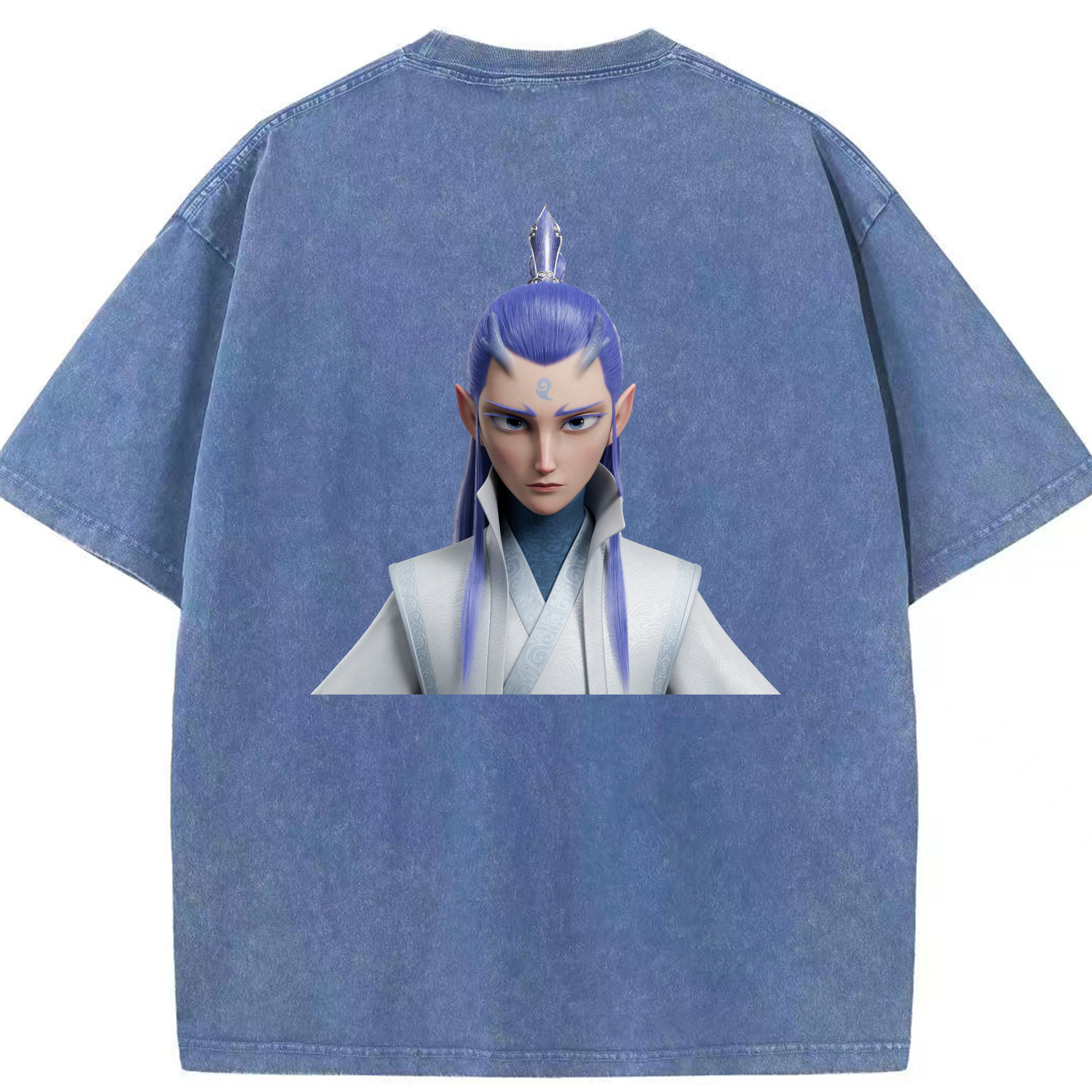 （画像用） Ne Zha 2 ナタ 魔童の大暴れ 綿100% ヴィンテージ風 半袖Tシャツ（背面プリント）