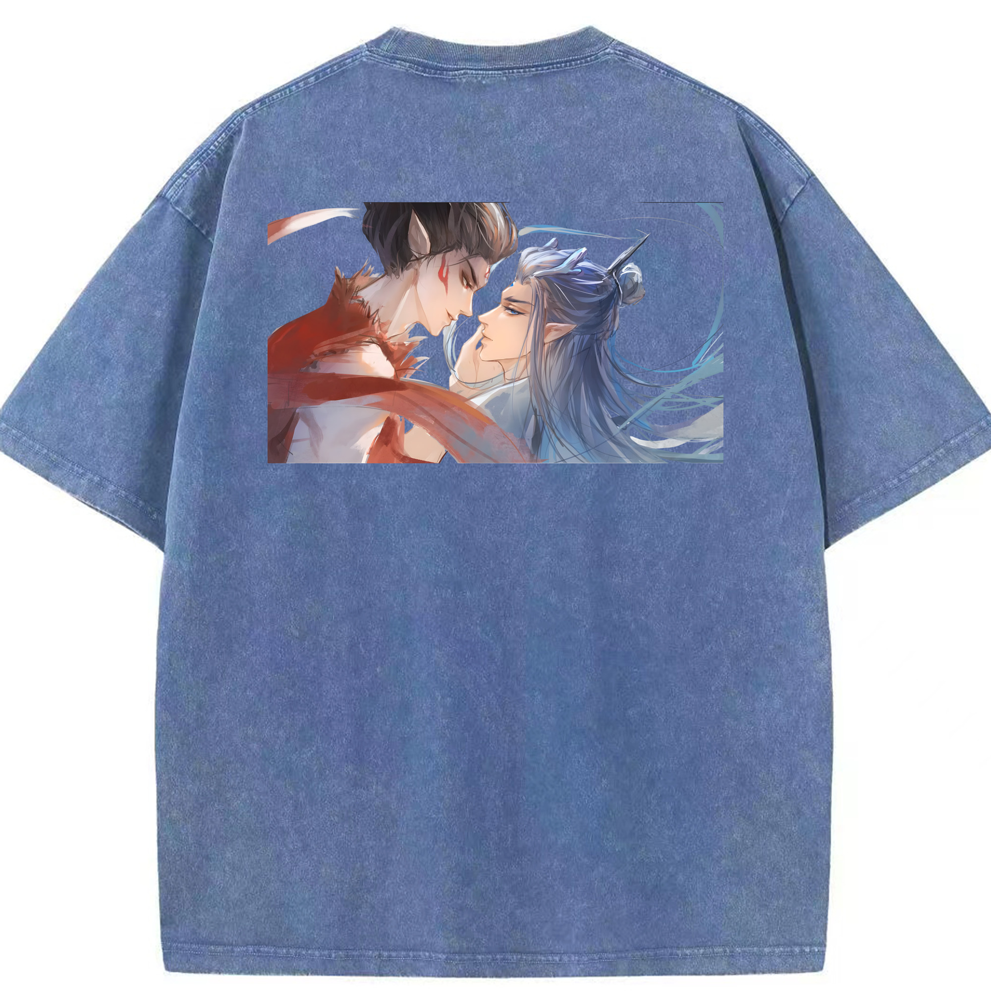 （画像用） Ne Zha 2 ナタ 魔童の大暴れ 綿100% ヴィンテージ風 半袖Tシャツ（背面プリント）
