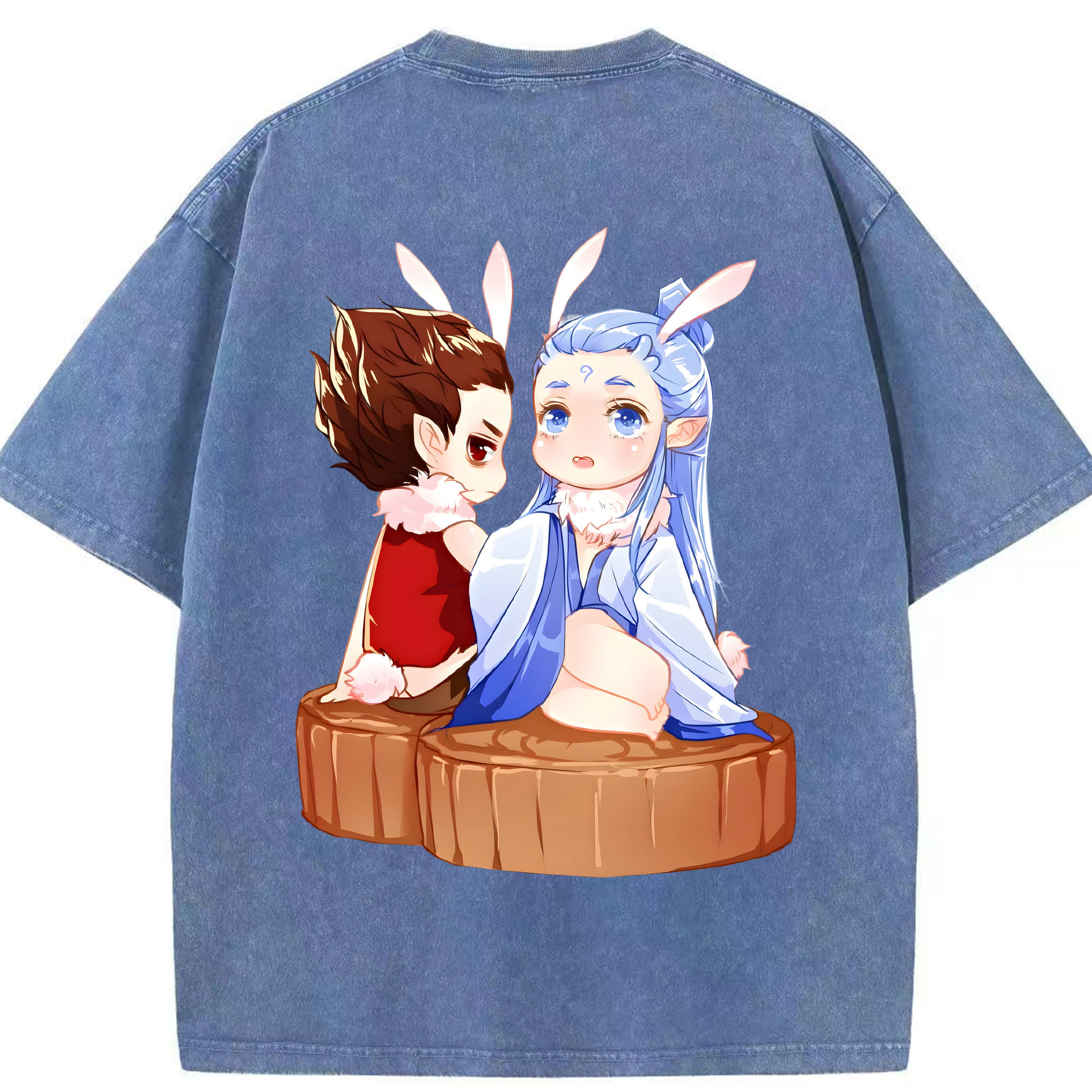 （画像用） Ne Zha 2 ナタ 魔童の大暴れ 綿100% ヴィンテージ風 半袖Tシャツ（背面プリント）