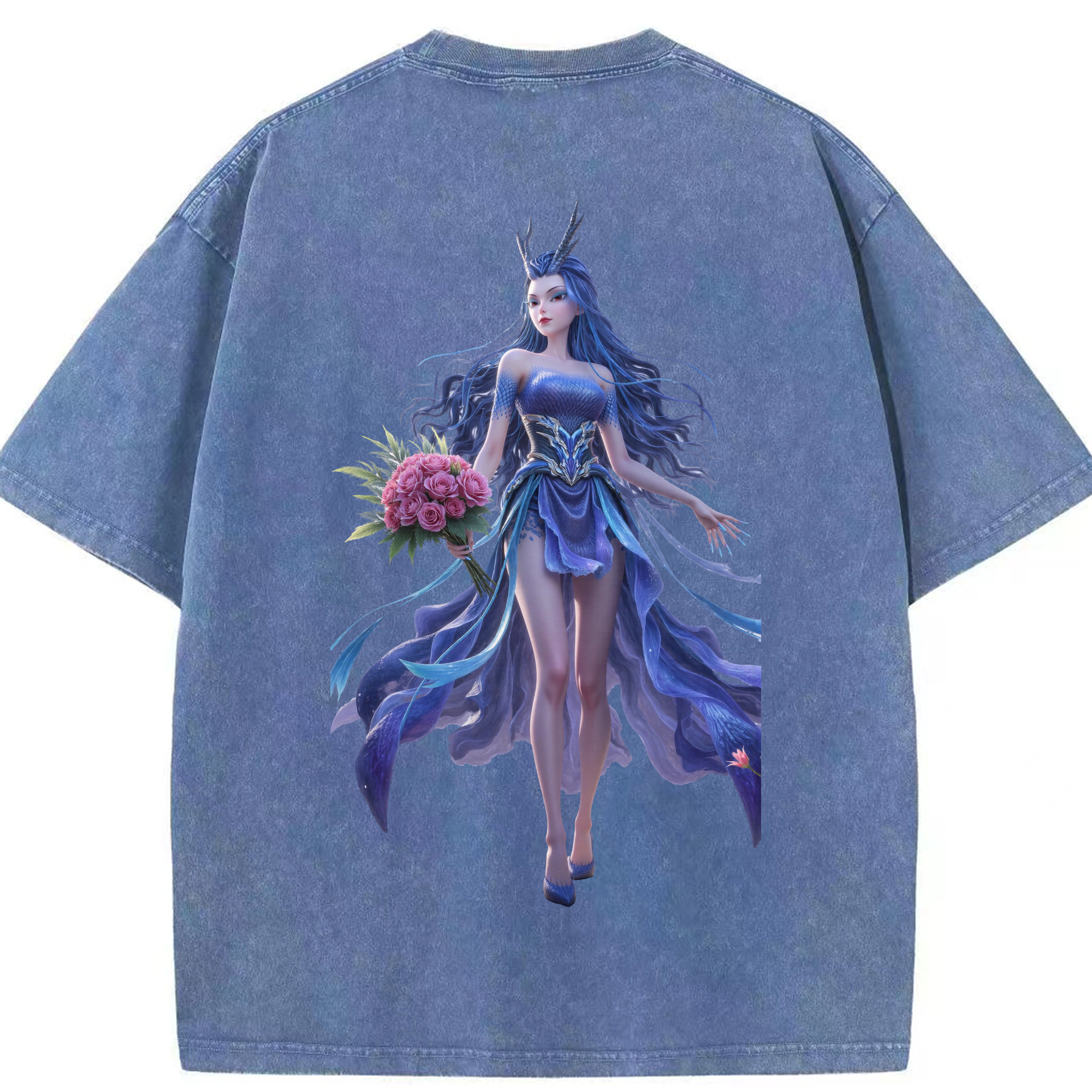 （画像用） Ne Zha 2 ナタ 魔童の大暴れ 綿100% ヴィンテージ風 半袖Tシャツ（背面プリント）