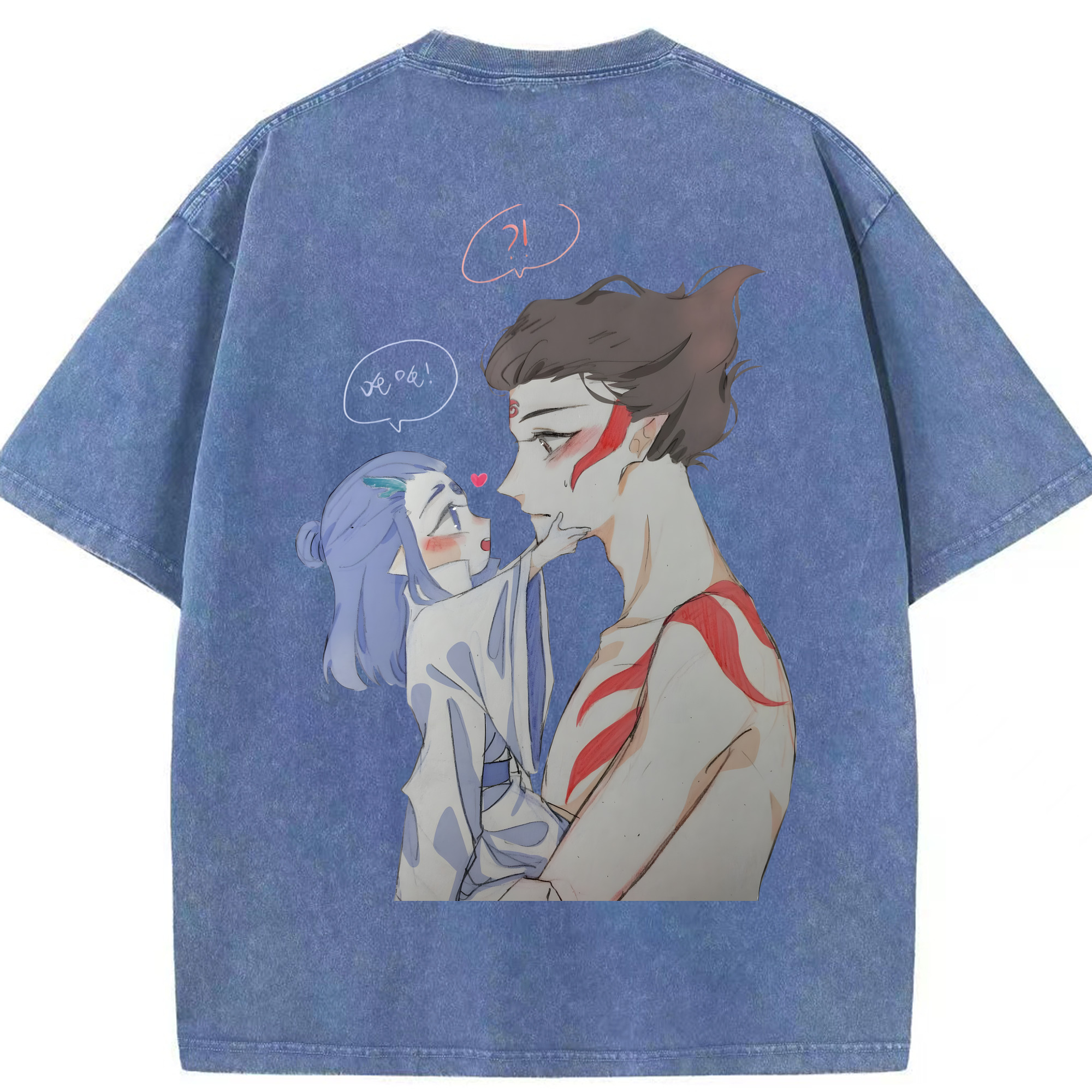 （画像用） Ne Zha 2 ナタ 魔童の大暴れ 綿100% ヴィンテージ風 半袖Tシャツ（背面プリント）