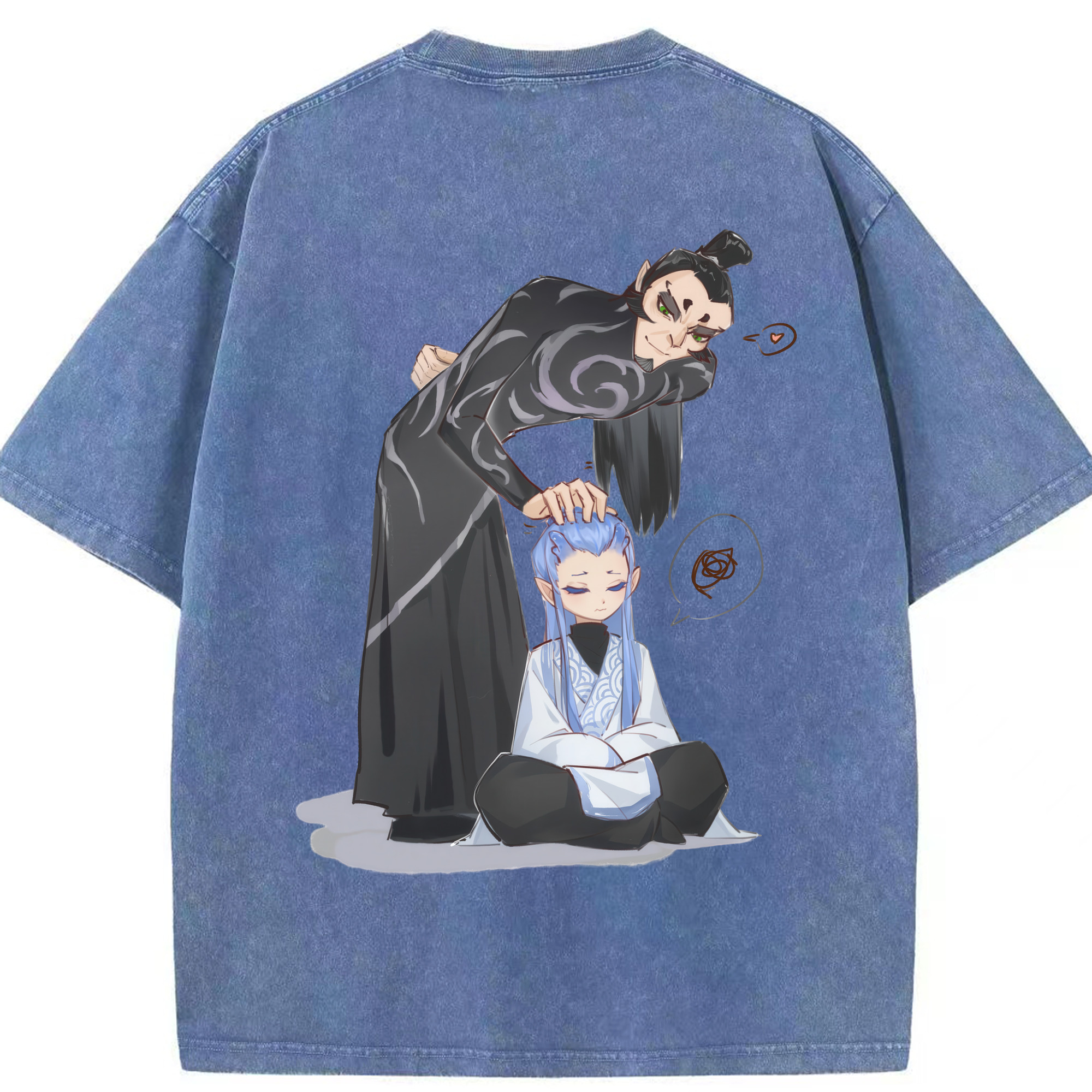 （画像用） Ne Zha 2 ナタ 魔童の大暴れ 綿100% ヴィンテージ風 半袖Tシャツ（背面プリント）