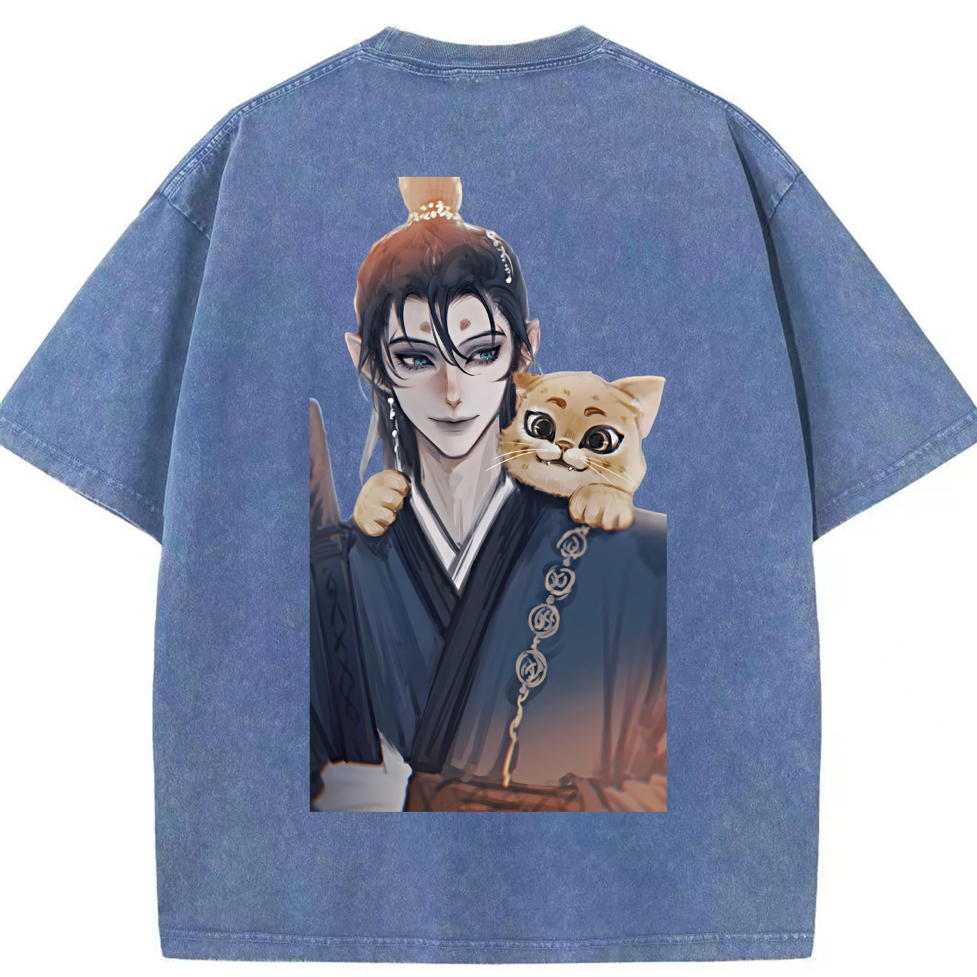 （画像用） Ne Zha 2 ナタ 魔童の大暴れ 綿100% ヴィンテージ風 半袖Tシャツ（背面プリント）