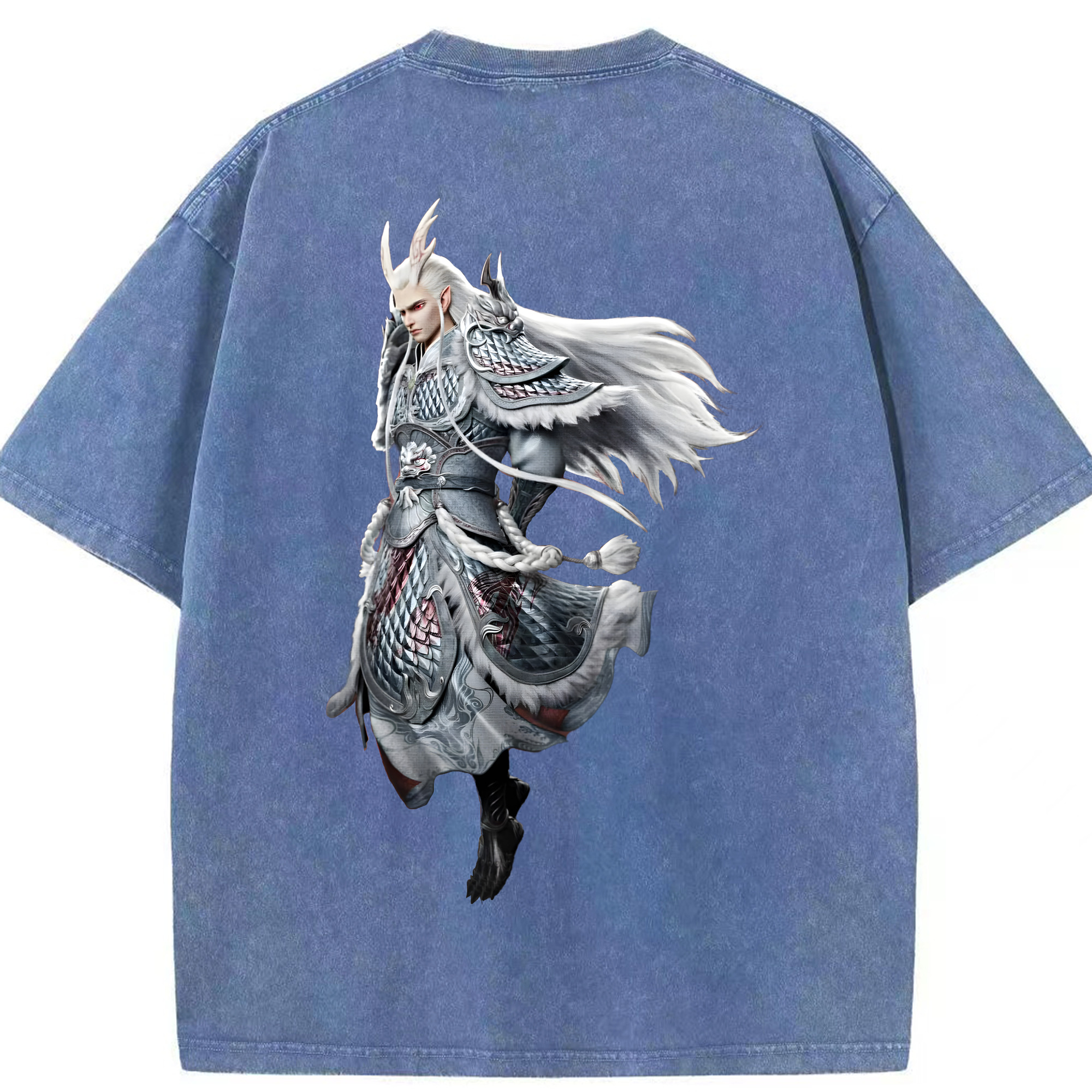（画像用） Ne Zha 2 ナタ 魔童の大暴れ 綿100% ヴィンテージ風 半袖Tシャツ（背面プリント）