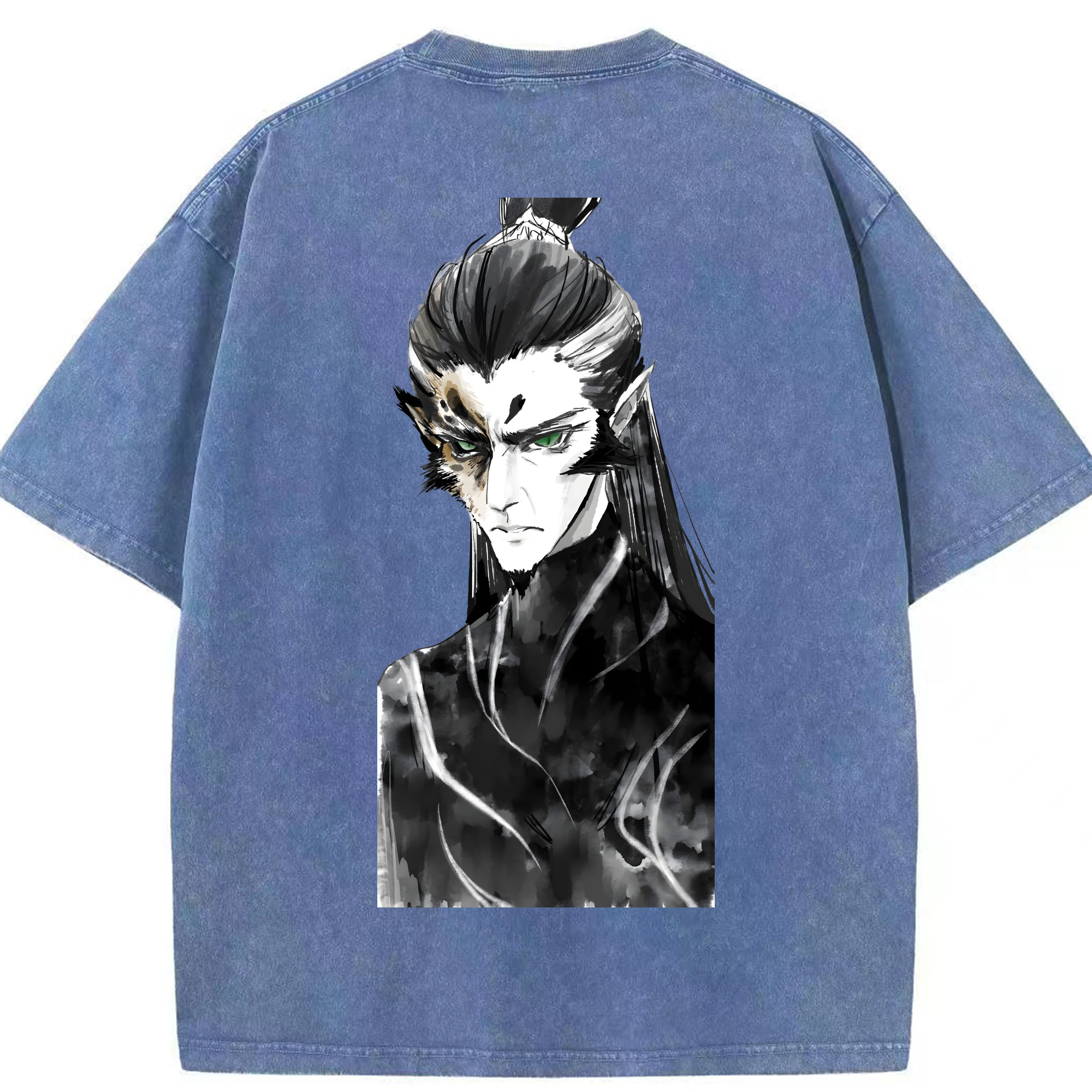 （画像用） Ne Zha 2 ナタ 魔童の大暴れ 綿100% ヴィンテージ風 半袖Tシャツ（背面プリント）