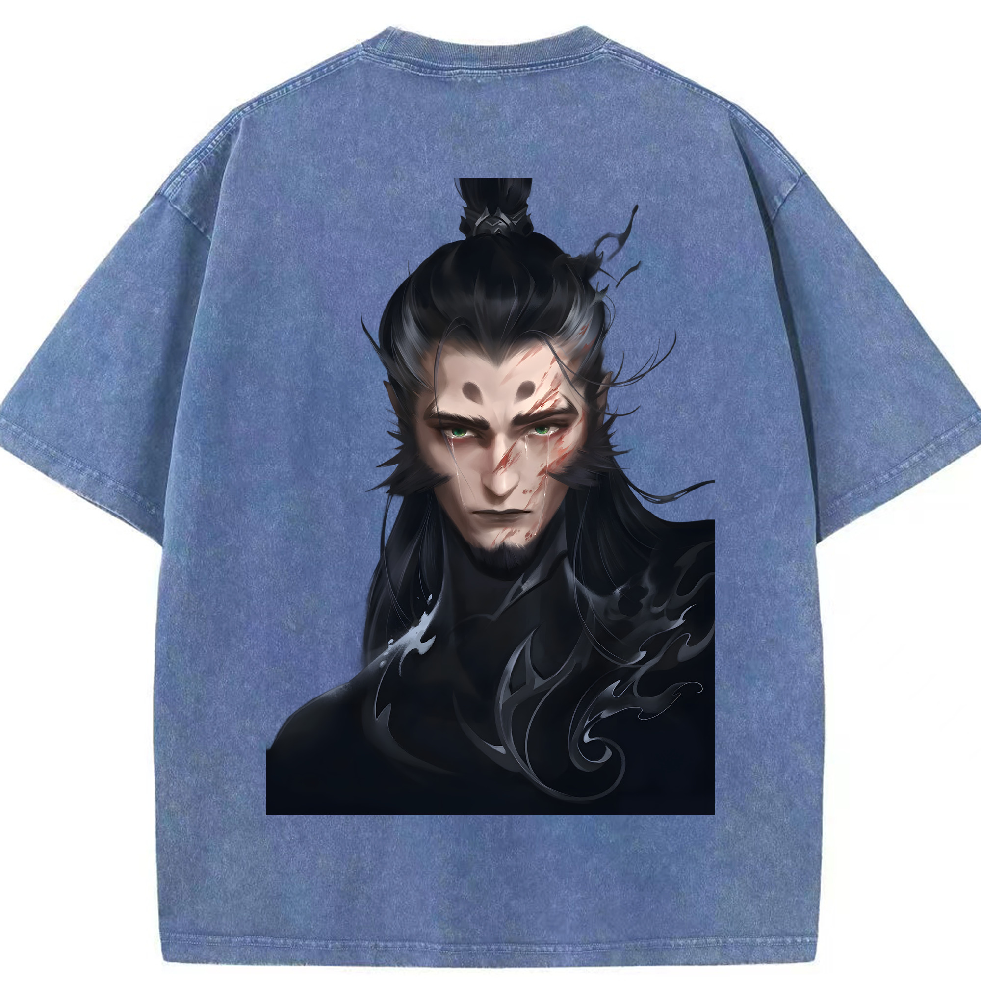 （画像用） Ne Zha 2 ナタ 魔童の大暴れ 綿100% ヴィンテージ風 半袖Tシャツ（背面プリント）