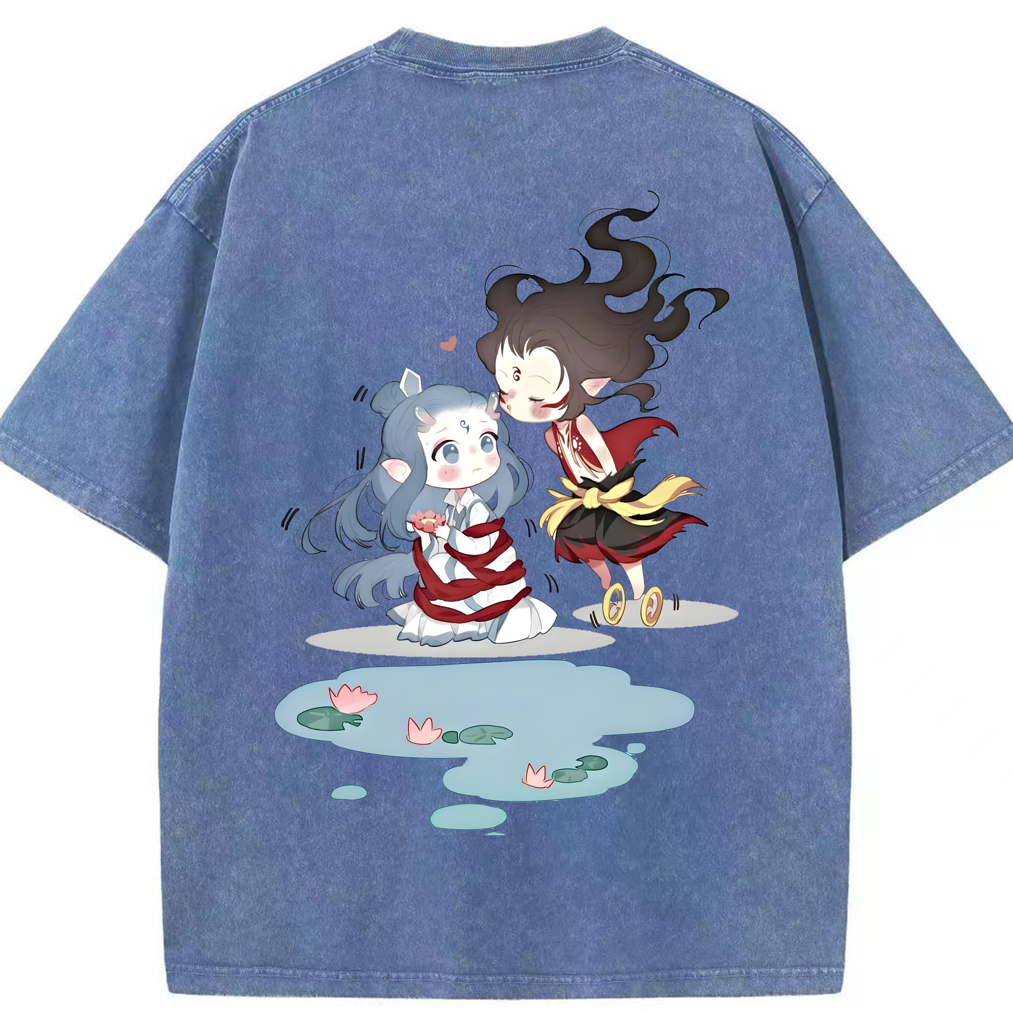 （画像用） Ne Zha 2 ナタ 魔童の大暴れ 綿100% ヴィンテージ風 半袖Tシャツ（背面プリント）