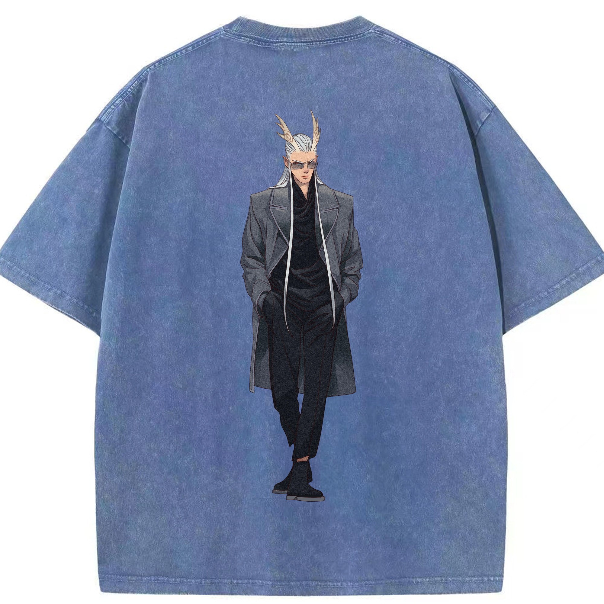 （画像用） Ne Zha 2 ナタ 魔童の大暴れ 綿100% ヴィンテージ風 半袖Tシャツ（背面プリント）