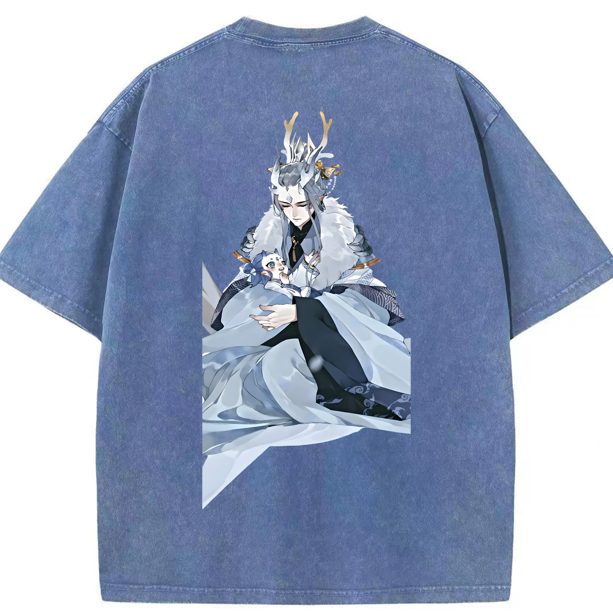 （画像用） Ne Zha 2 ナタ 魔童の大暴れ 綿100% ヴィンテージ風 半袖Tシャツ（背面プリント）