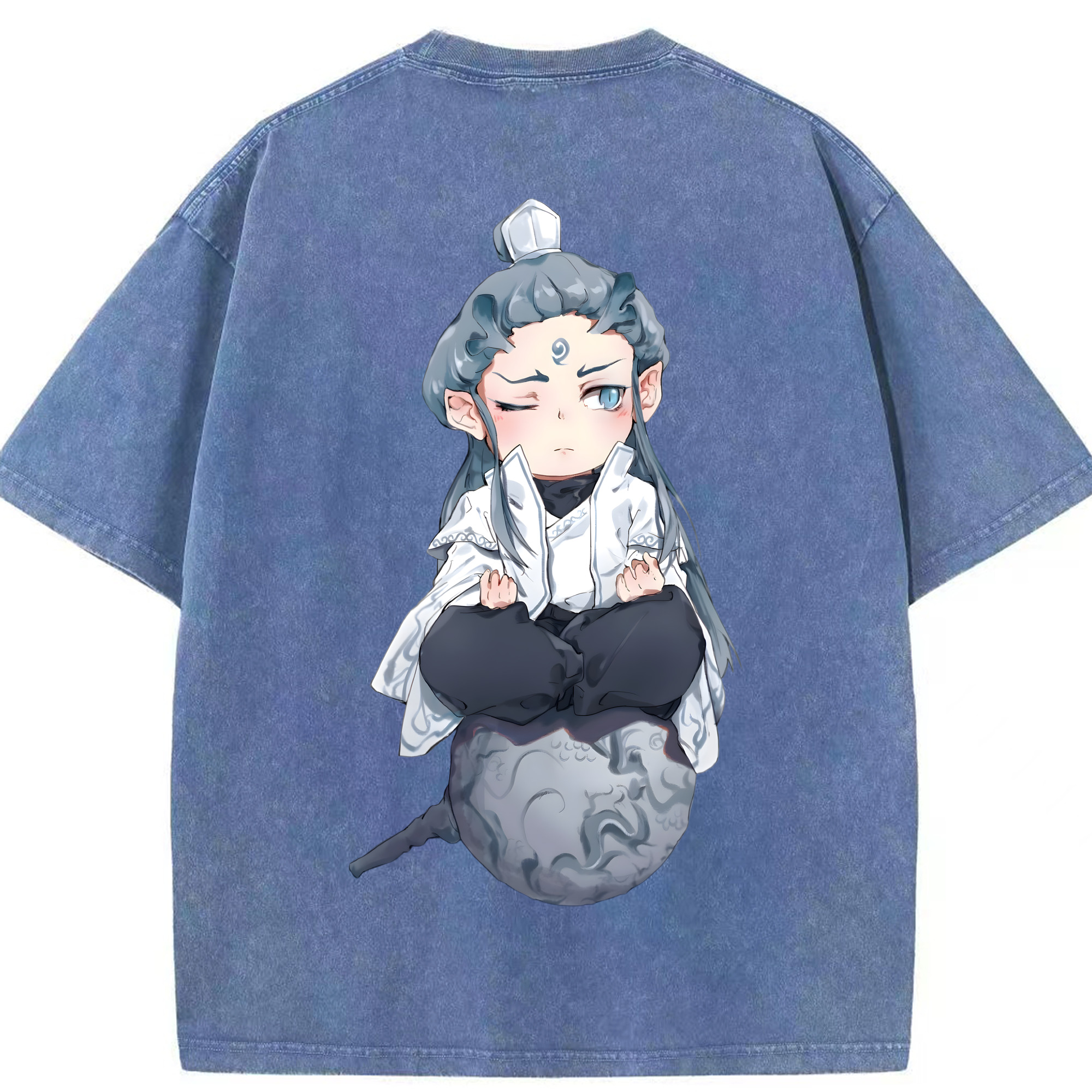 （画像用） Ne Zha 2 ナタ 魔童の大暴れ 綿100% ヴィンテージ風 半袖Tシャツ（背面プリント）